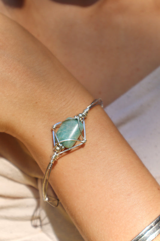 Amazonite Silver Gemstone Bracelet