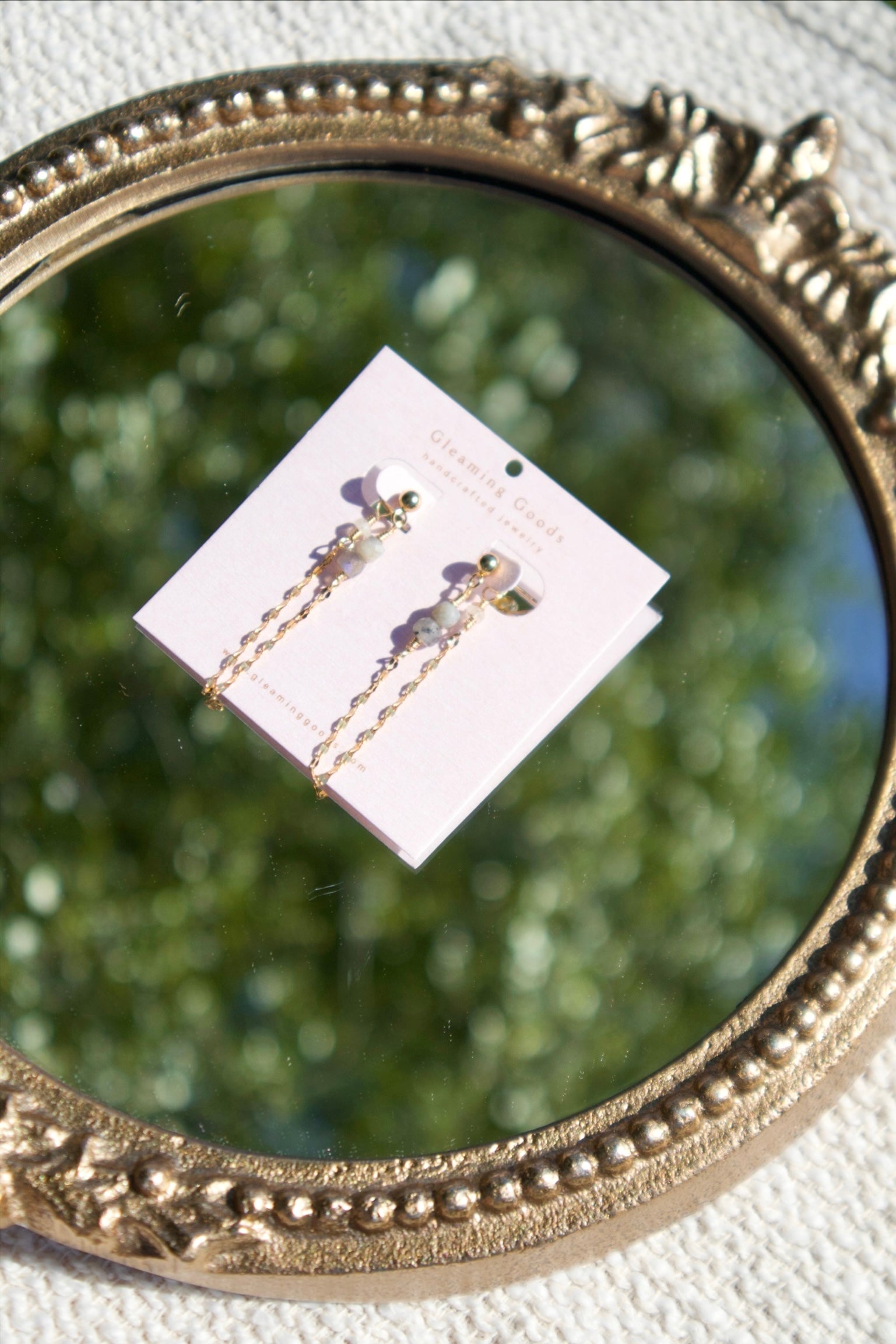 Dainty Labradorite Chain Stud Earrings