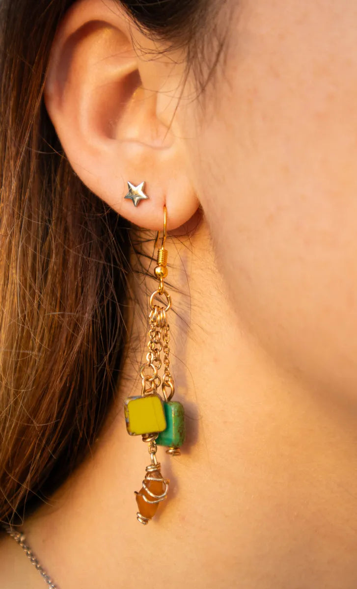 Sea Glass Chain Earrings