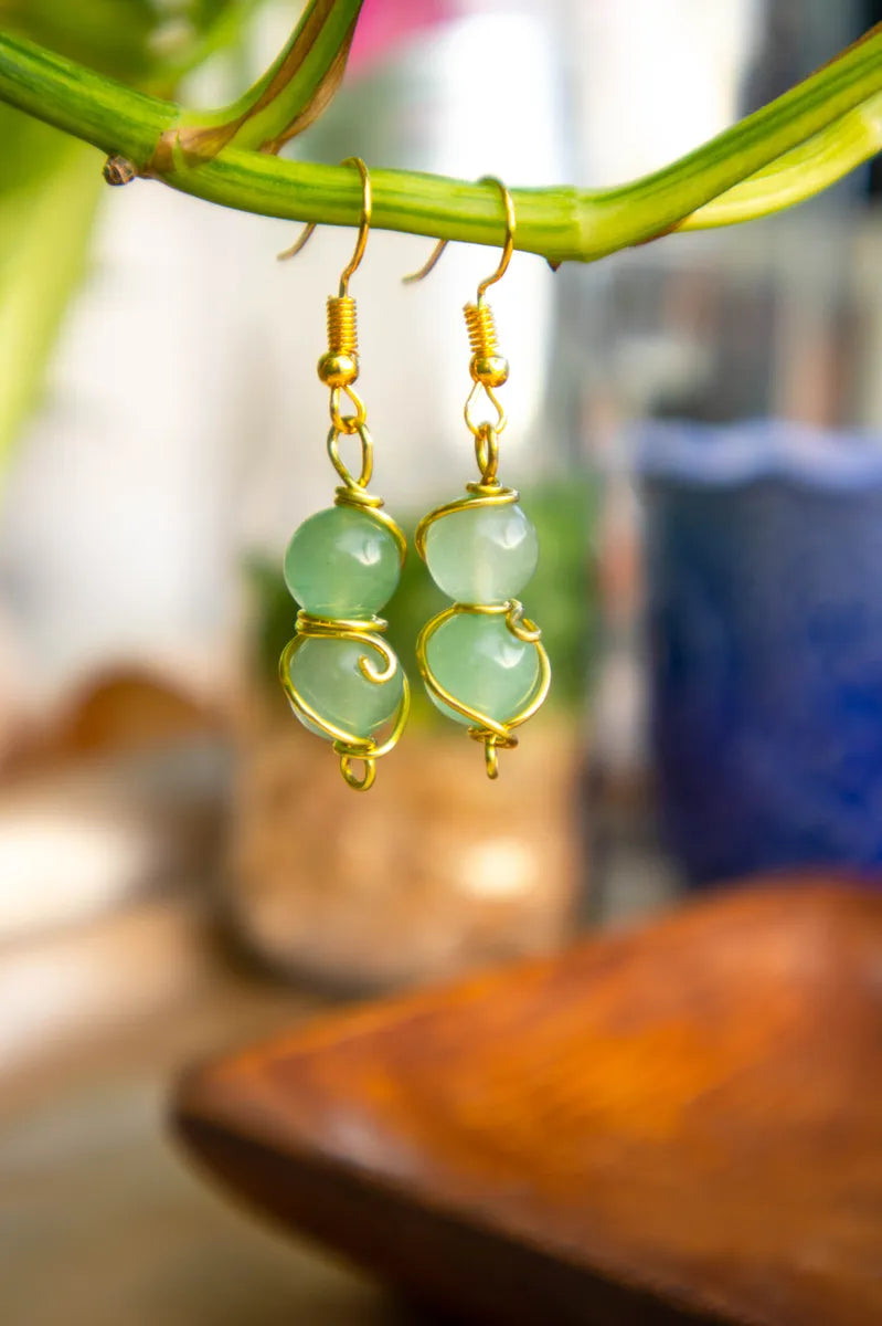 Green Jade Drop Dangles