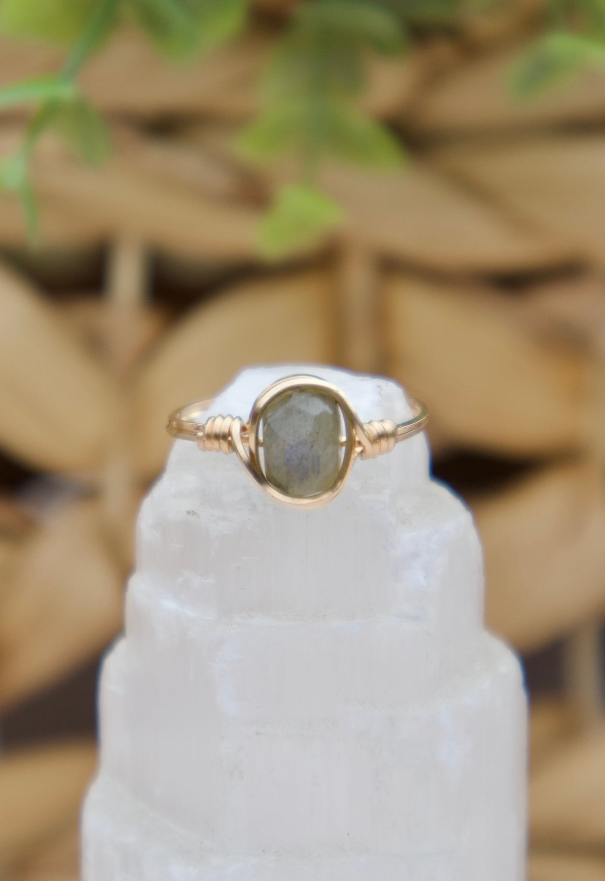 Faceted Labradorite Gemstone Ring ￼