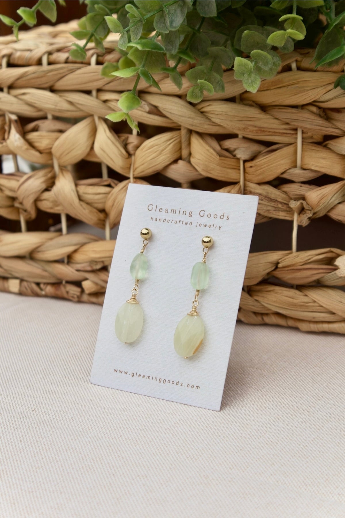 Faceted Genuine Green Jade Gemstone Stud Dangles