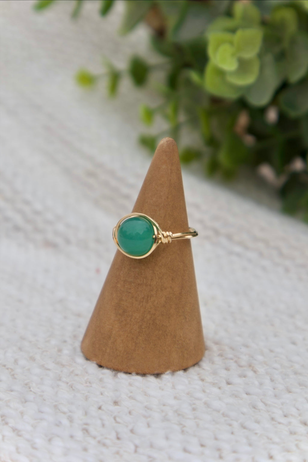 Green Jade Gemstone Ring