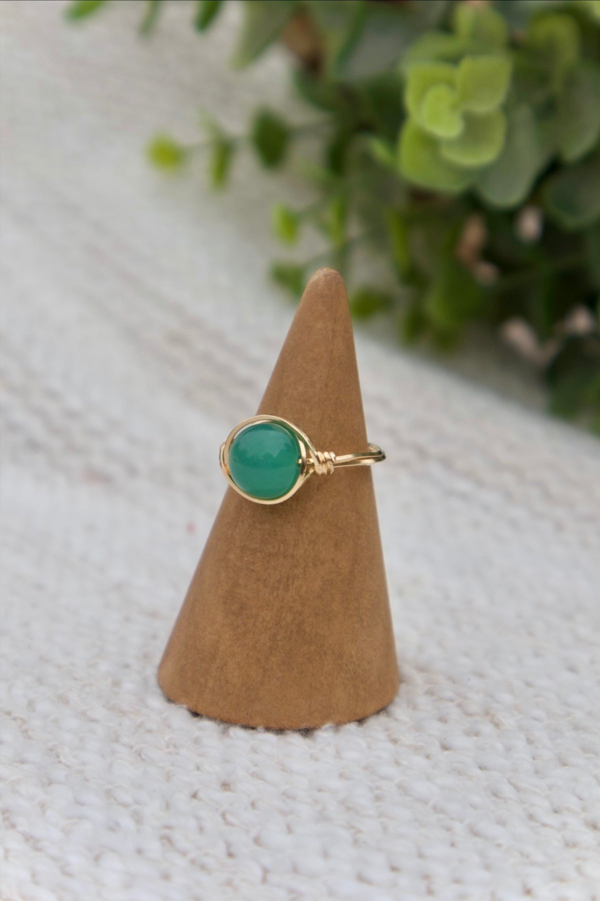 Green Jade Gemstone Ring