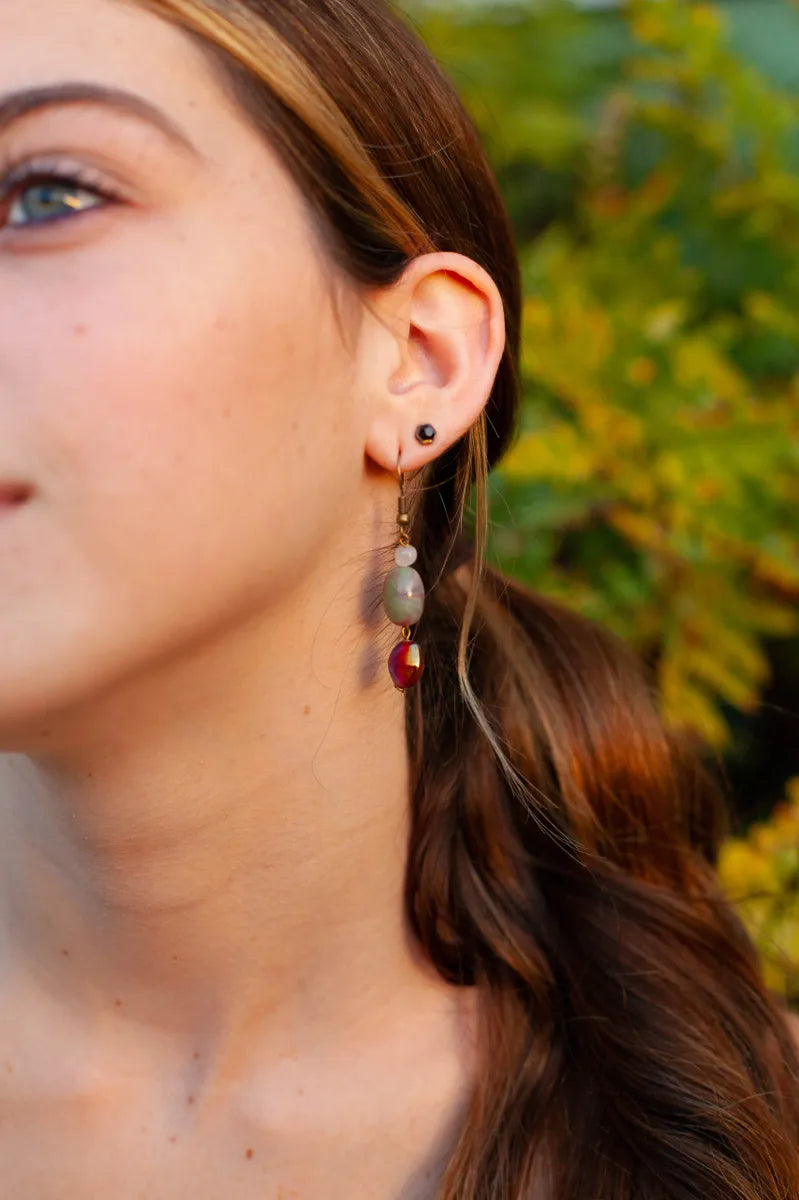 Ruby Beaded Dangles