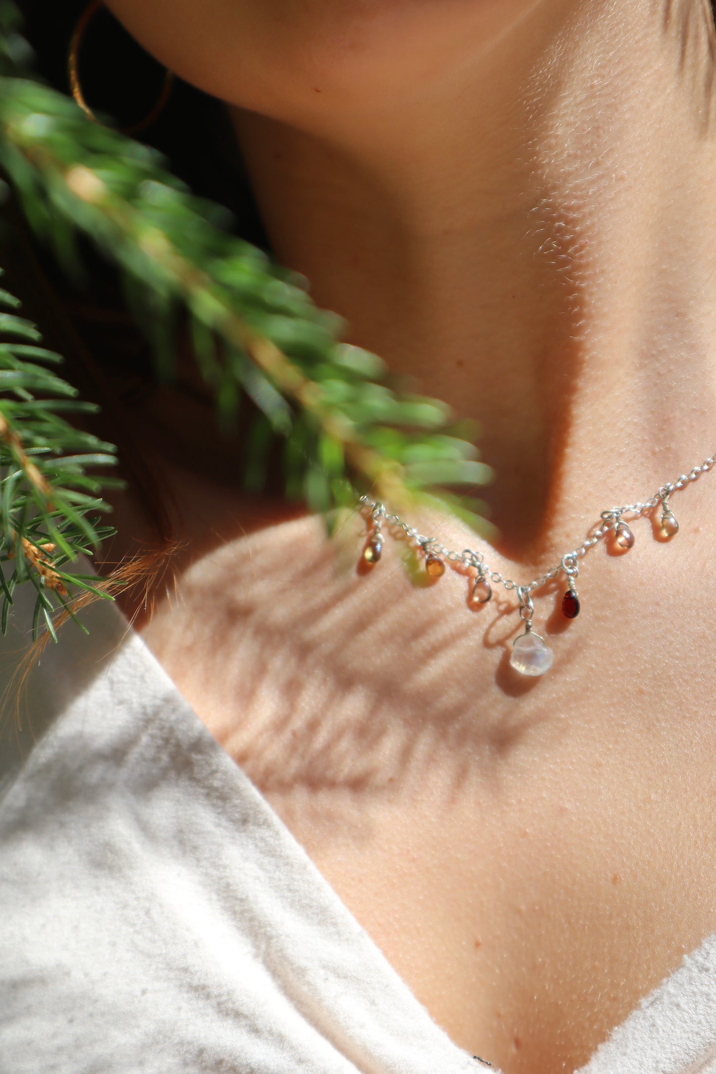 Aura Opal Gem Charm Necklace