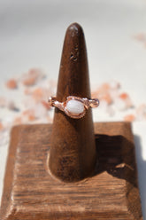 Iridescent Pearl Intricate Copper Wrapped Ring