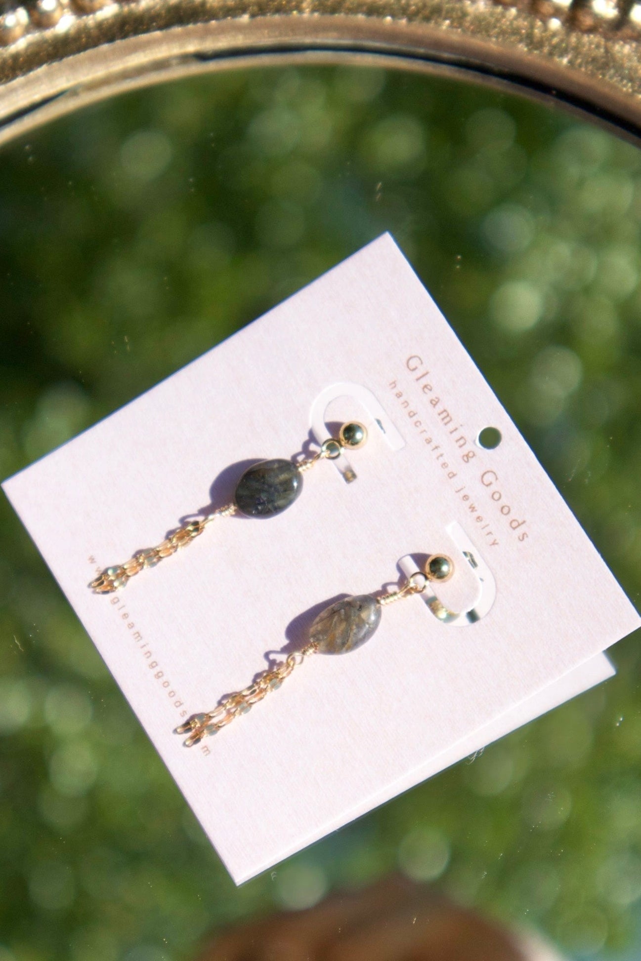Labradorite Chain Tassel Studs Earrings