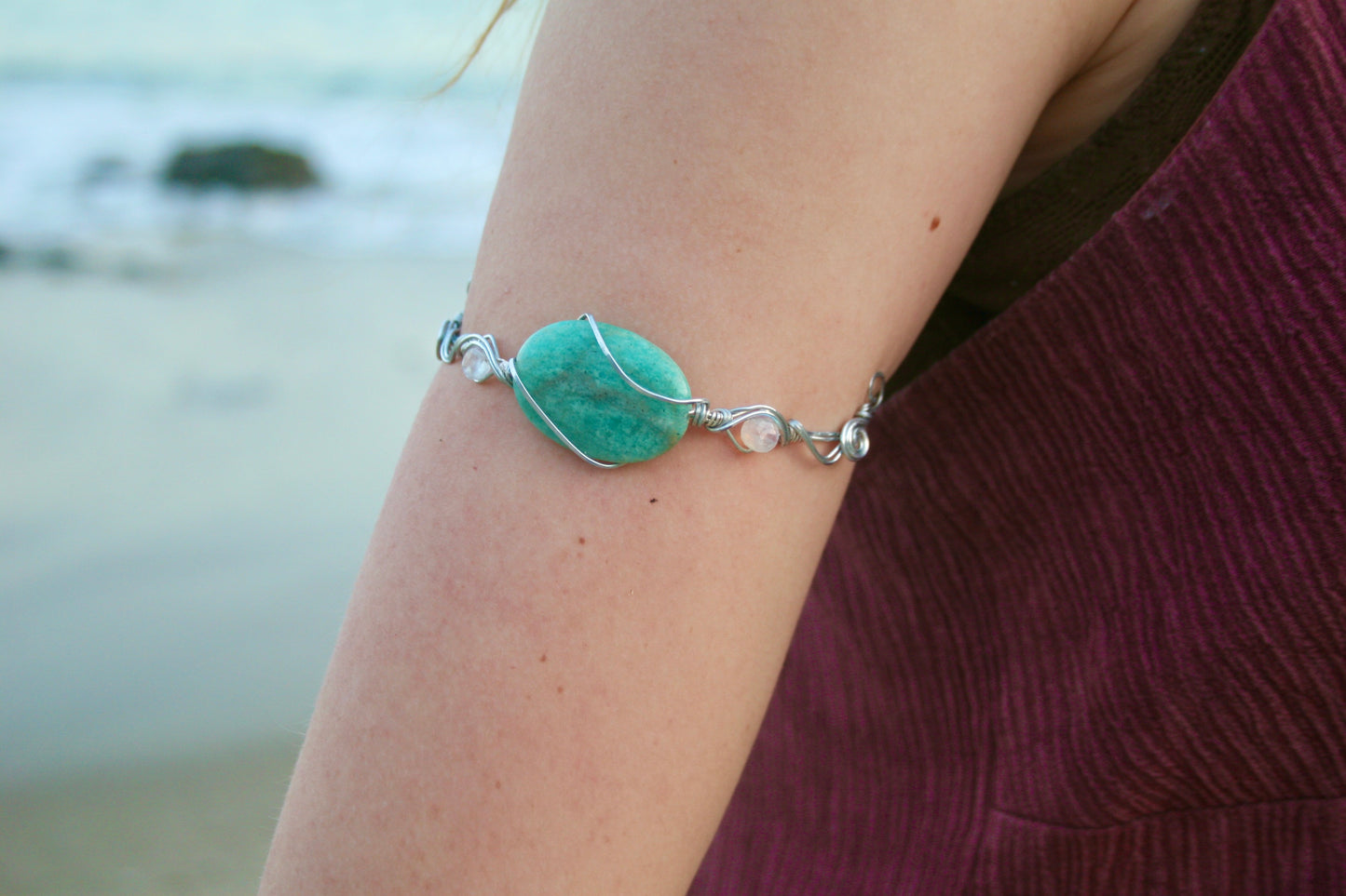 Aqua Wave Gemstone Arm Cuff