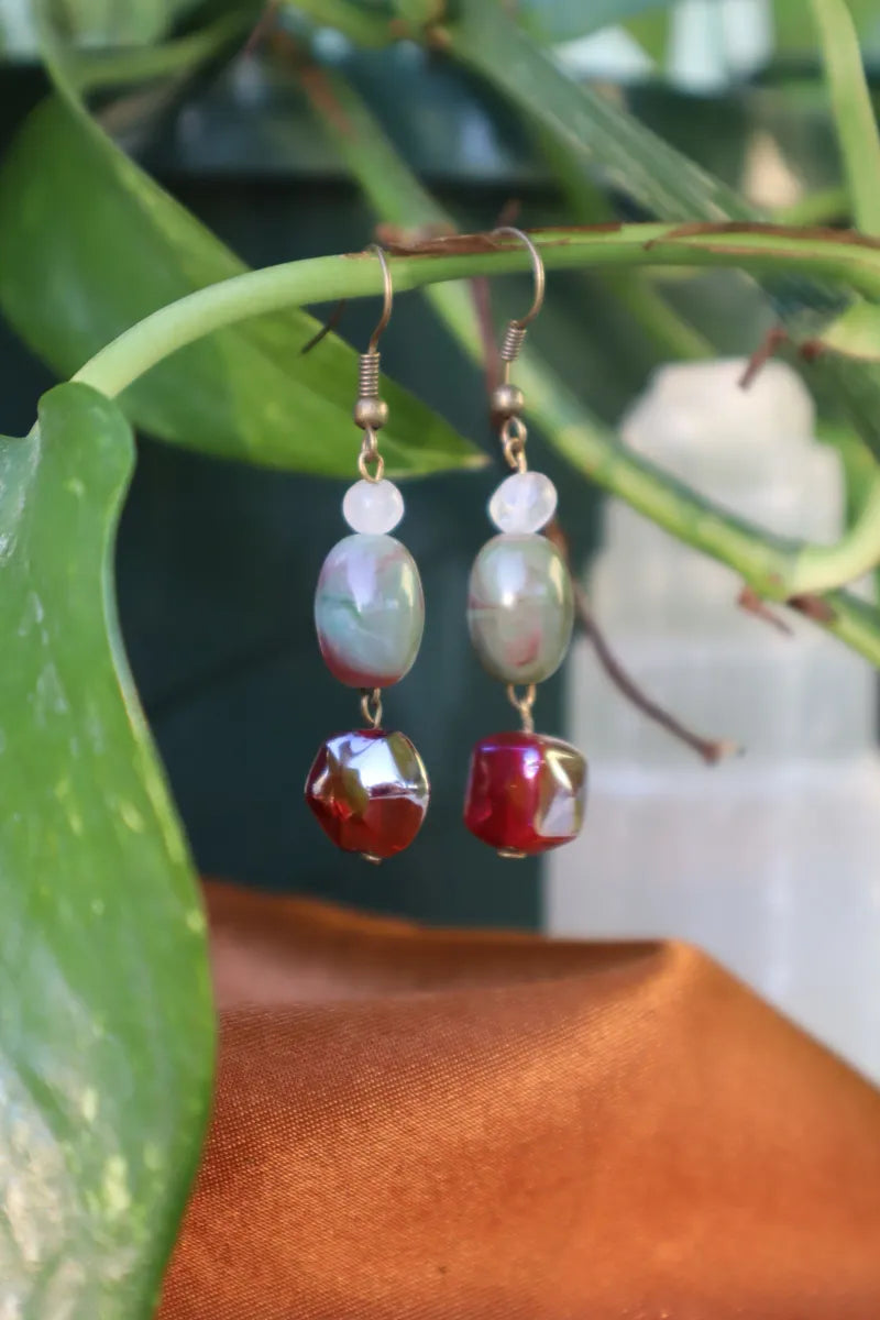 Ruby Beaded Dangles