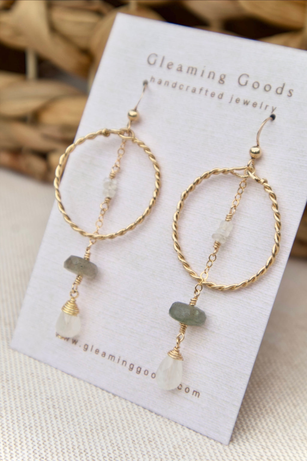 Gold Filled Quartz Labradorite Gem Hoops
