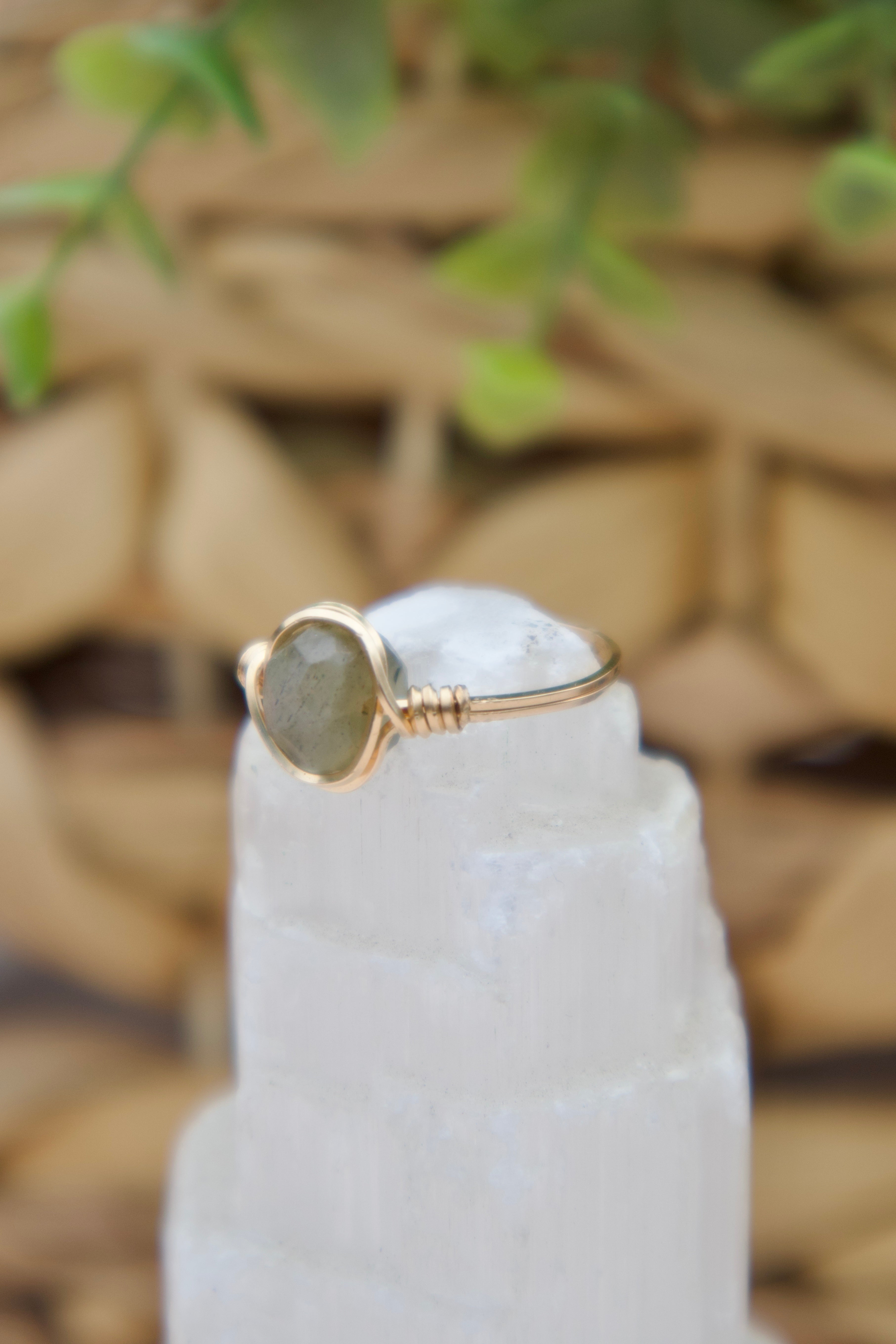 Faceted Labradorite Gemstone Ring ￼