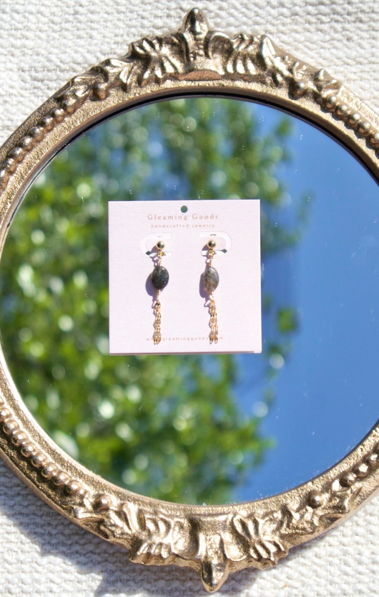 Labradorite Chain Tassel Studs Earrings