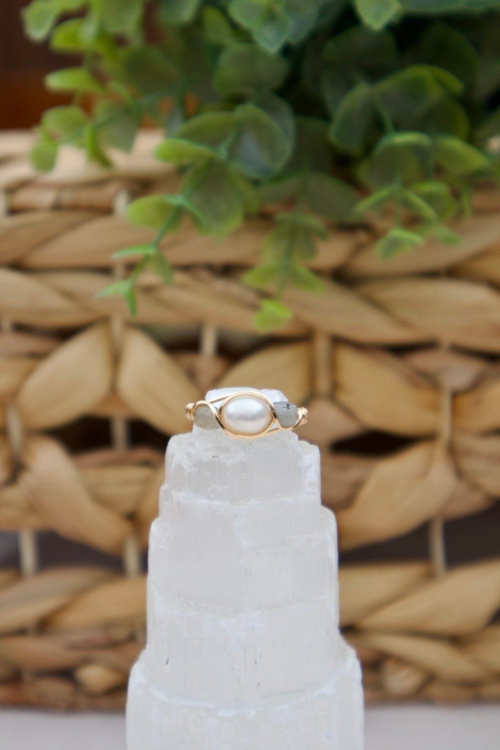 Labradorite Pearl Ring