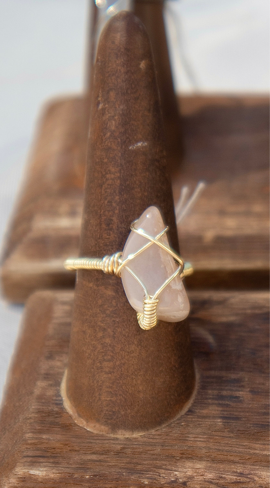 Flower Agate Gem Ring