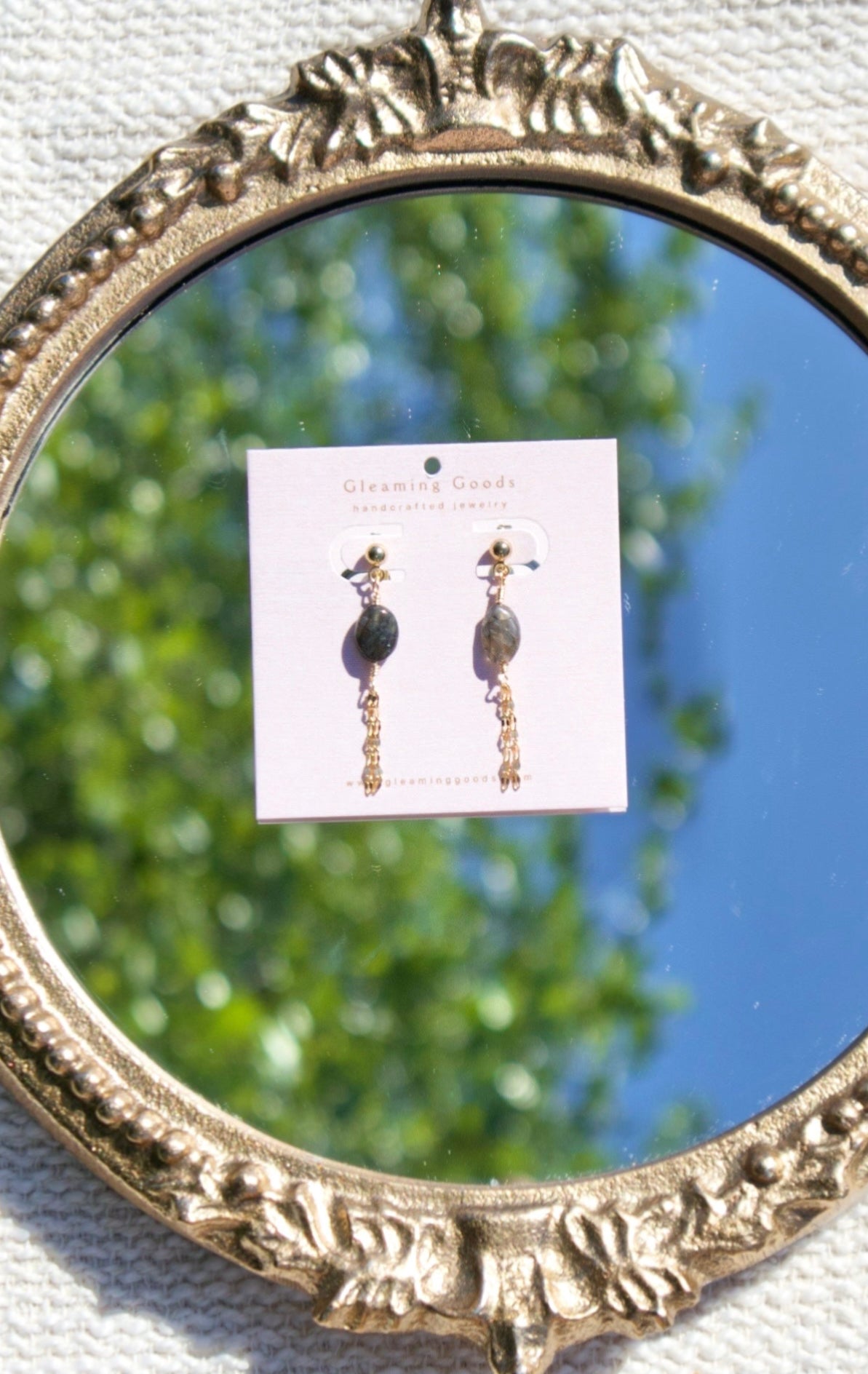 Labradorite Chain Tassel Studs Earrings