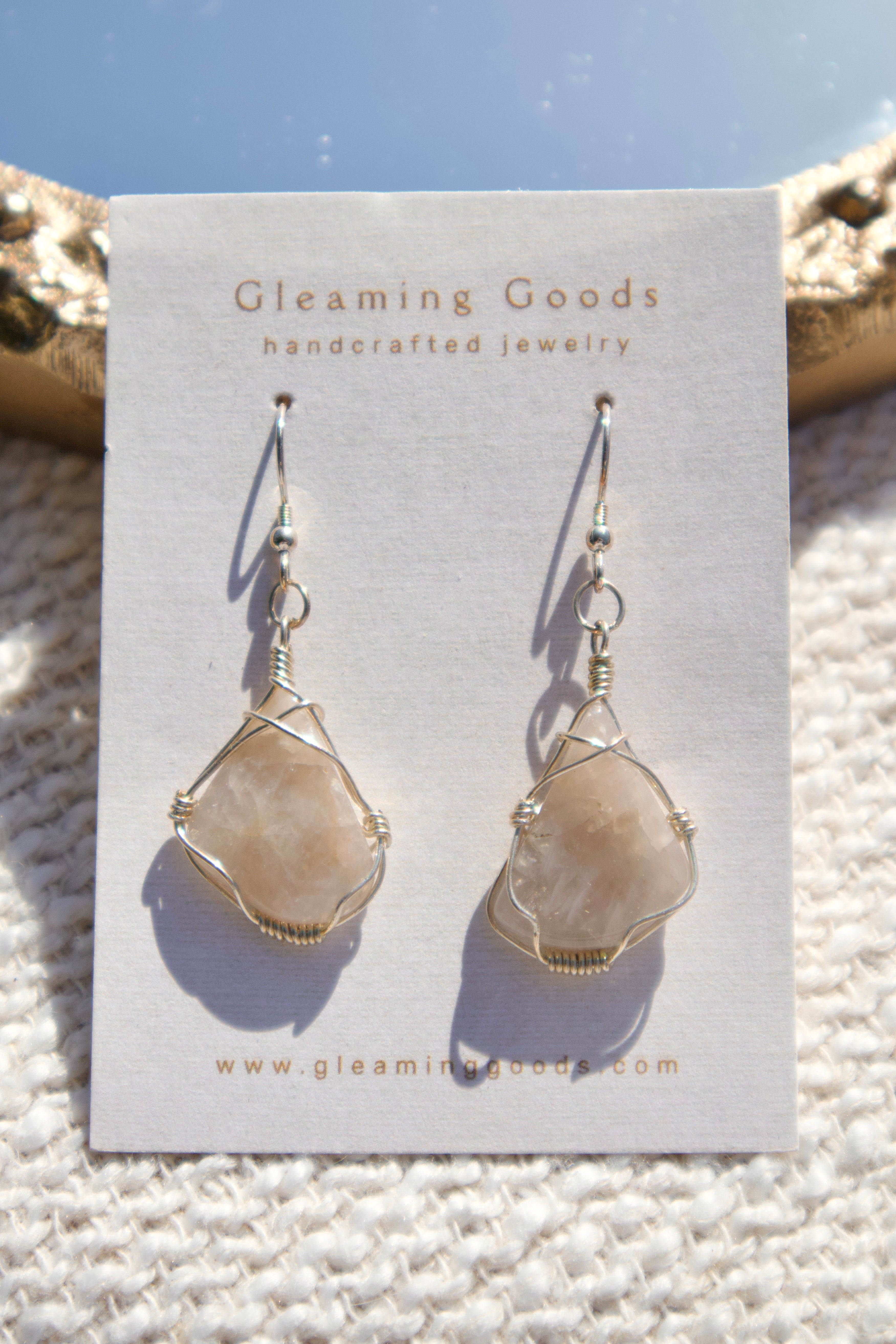 Sterling Silver Gray Moonstone wrapped earrings
