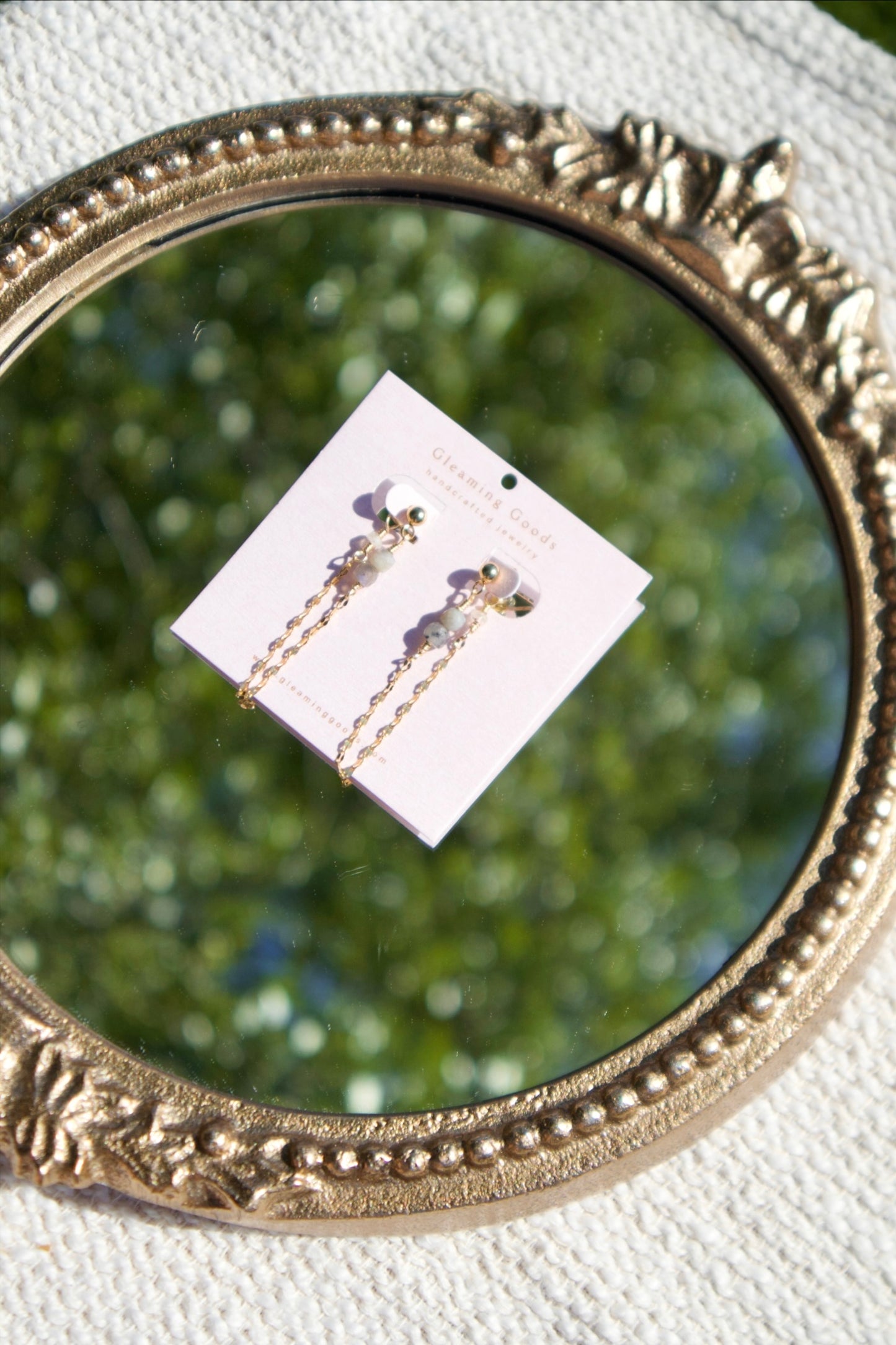 Dainty Labradorite Chain Stud Earrings