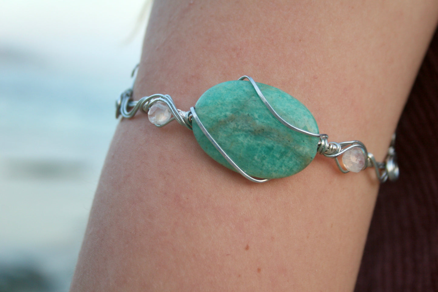 Aqua Wave Gemstone Arm Cuff