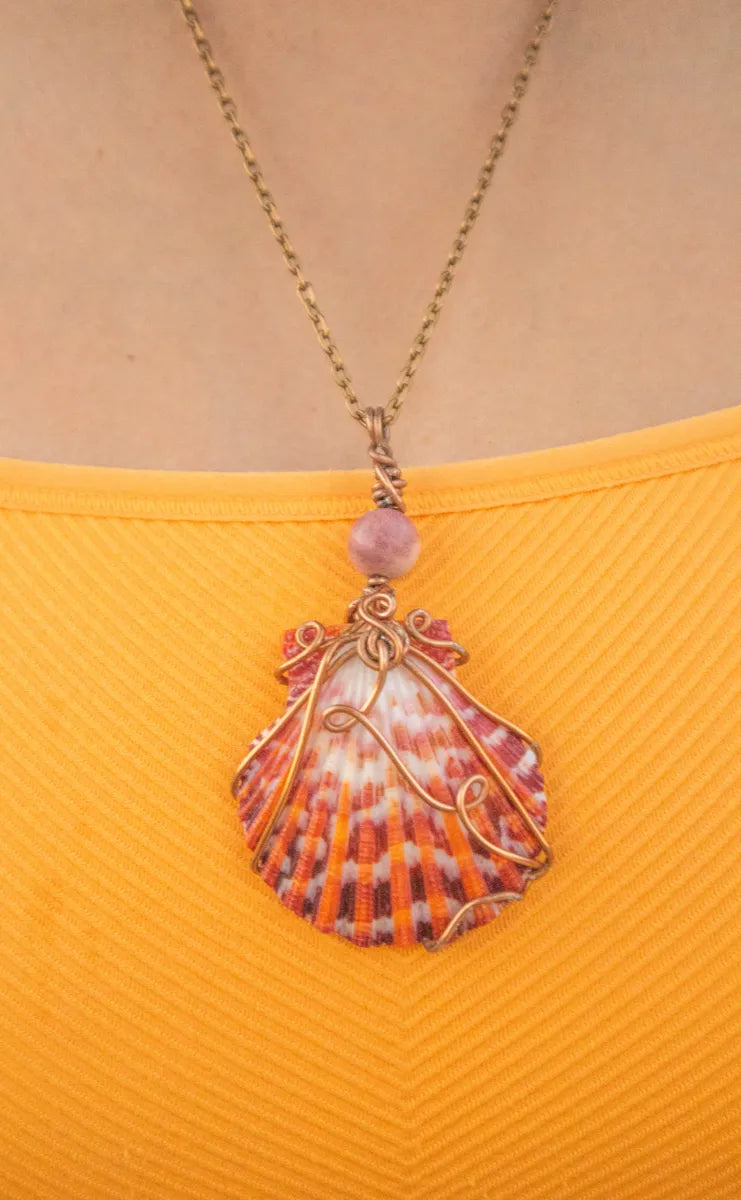 Natural Mookaite Seashell Pendant