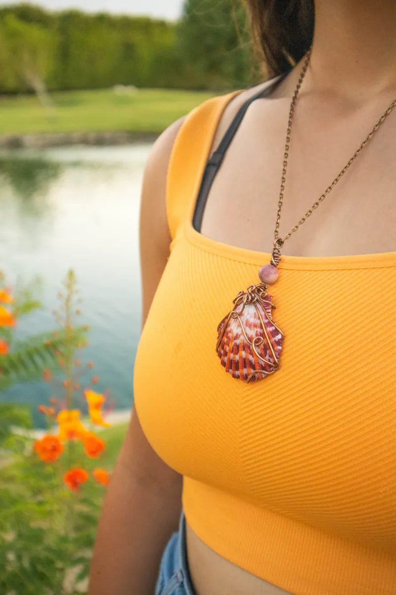 Natural Mookaite Seashell Pendant