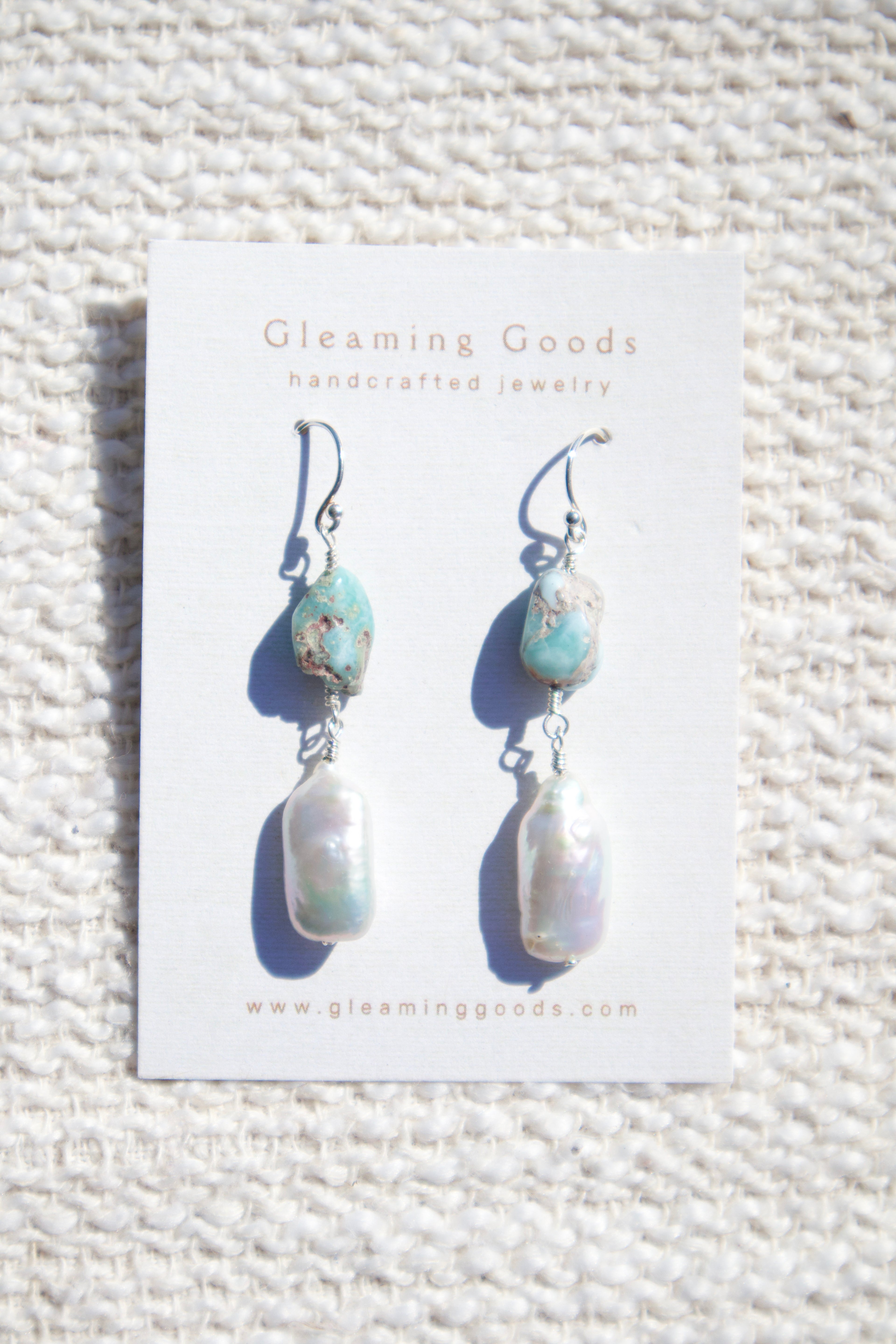 Sterling Silver Turquoise Freshwater Pearl Earrings