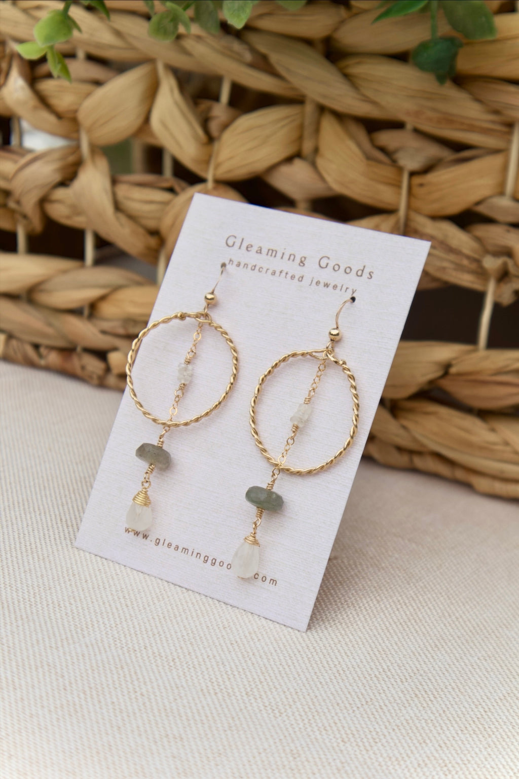 Gold Filled Quartz Labradorite Gem Hoops