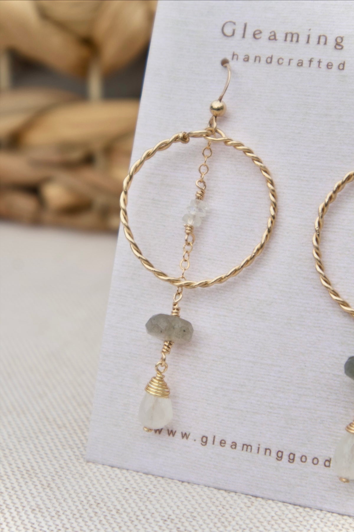 Gold Filled Quartz Labradorite Gem Hoops