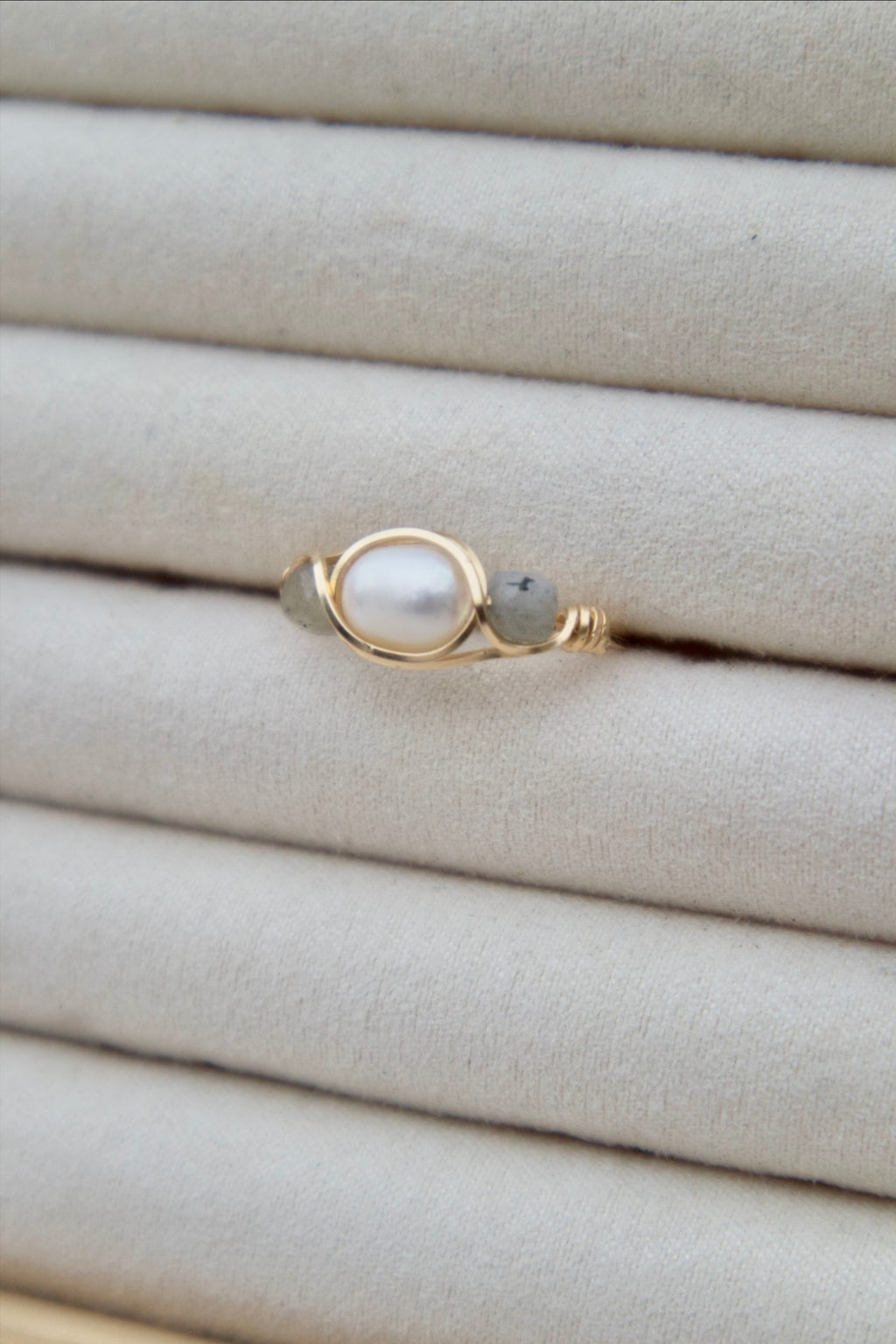 Labradorite Pearl Ring