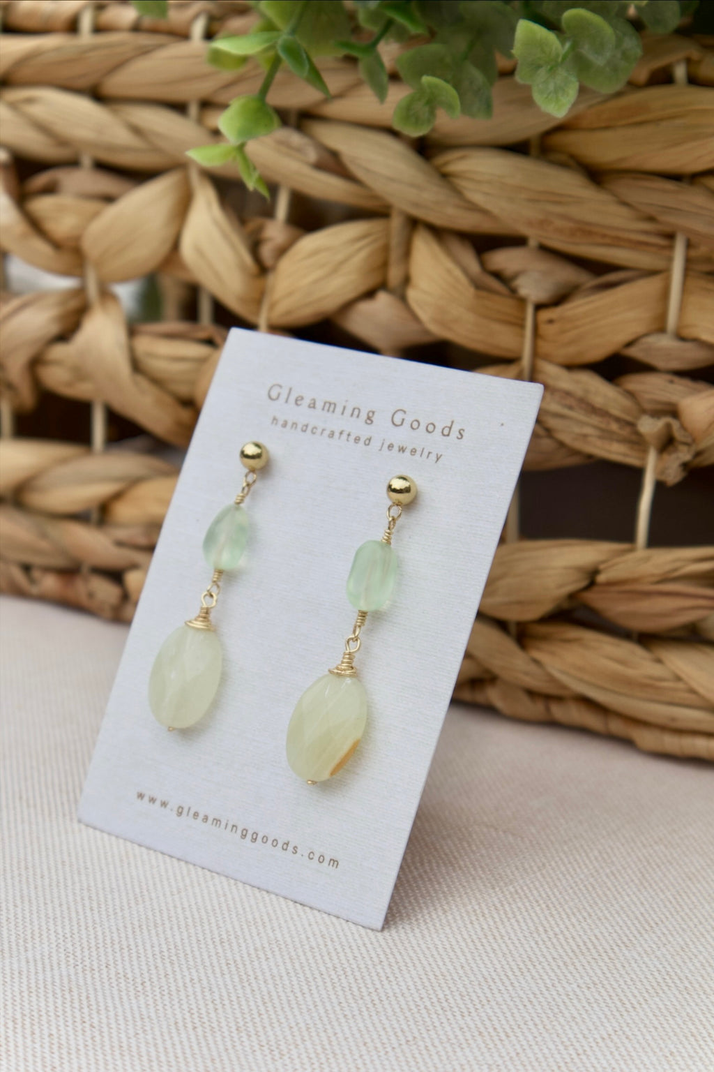 Faceted Genuine Green Jade Gemstone Stud Dangles
