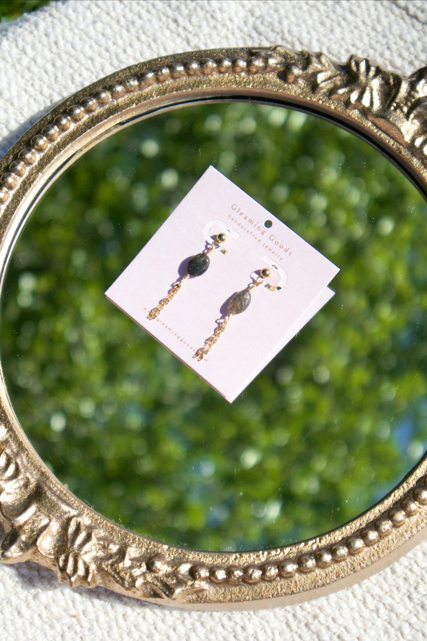 Labradorite Chain Tassel Studs Earrings