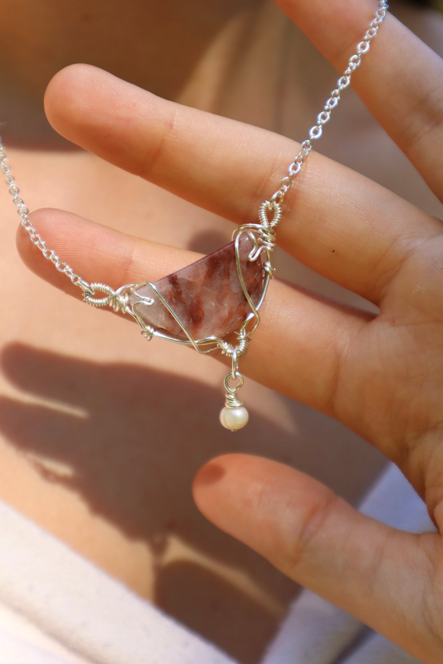 Desert Bloom Agate Pearl Necklace