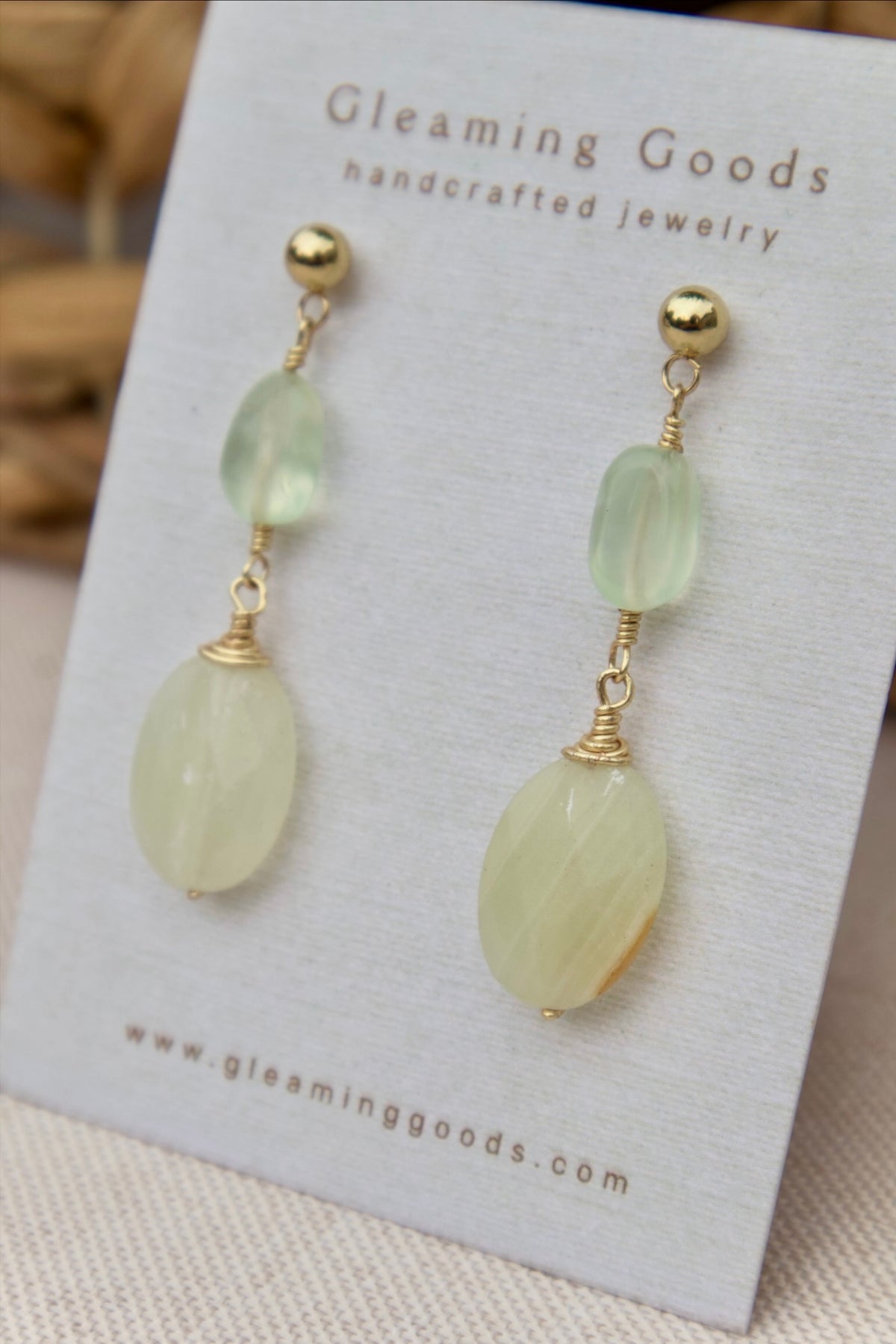 Faceted Genuine Green Jade Gemstone Stud Dangles