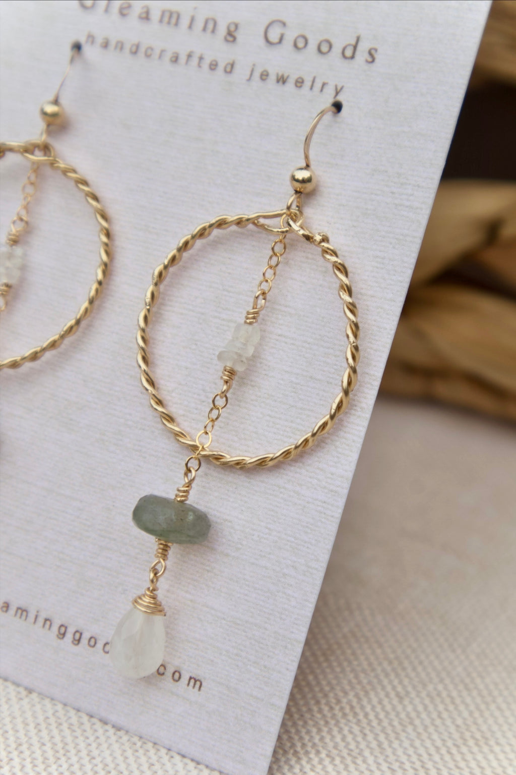 Gold Filled Quartz Labradorite Gem Hoops