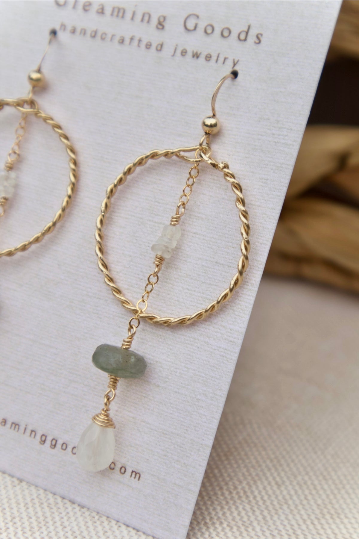 Gold Filled Quartz Labradorite Gem Hoops