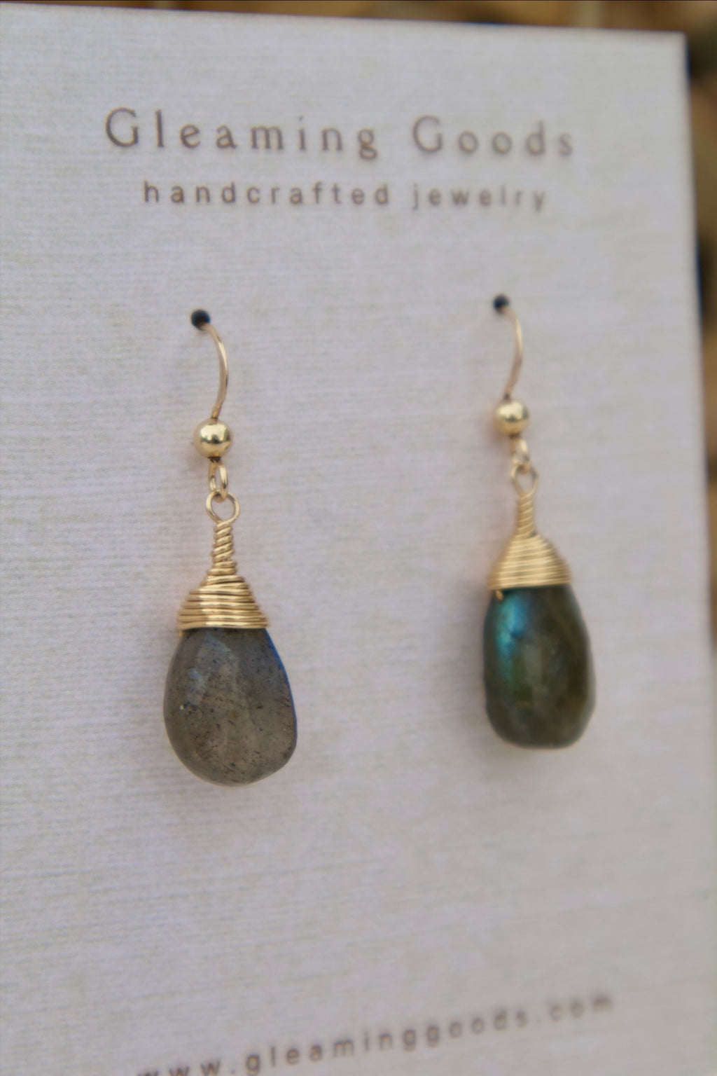 Gold Filled Faceted Labradorite Stone Earrings
