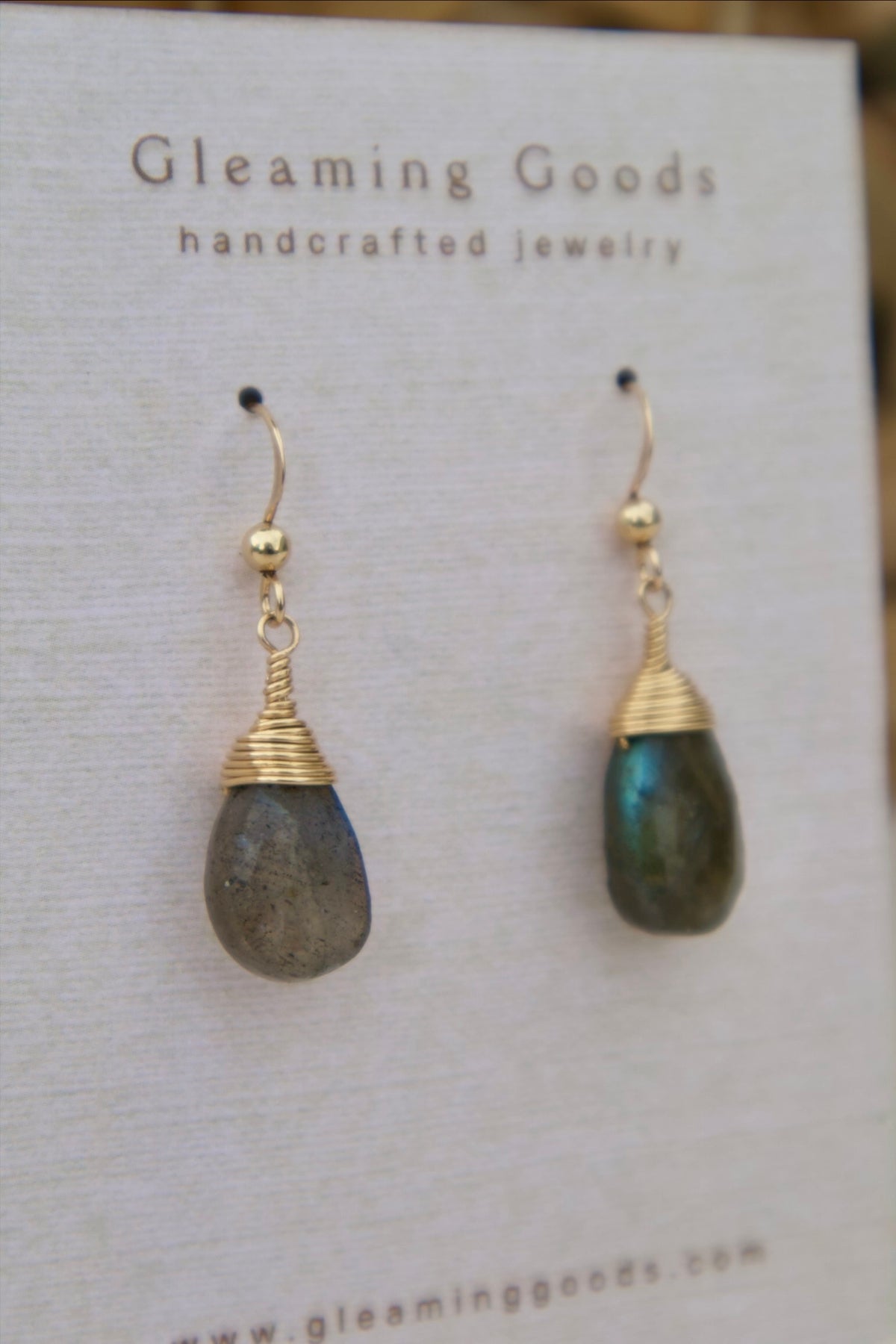 Gold Filled Faceted Labradorite Stone Earrings