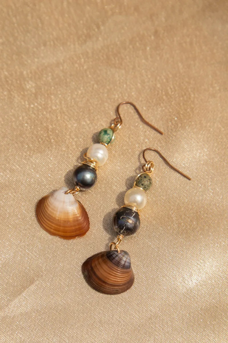 Seafoam Tide Shell Earrings