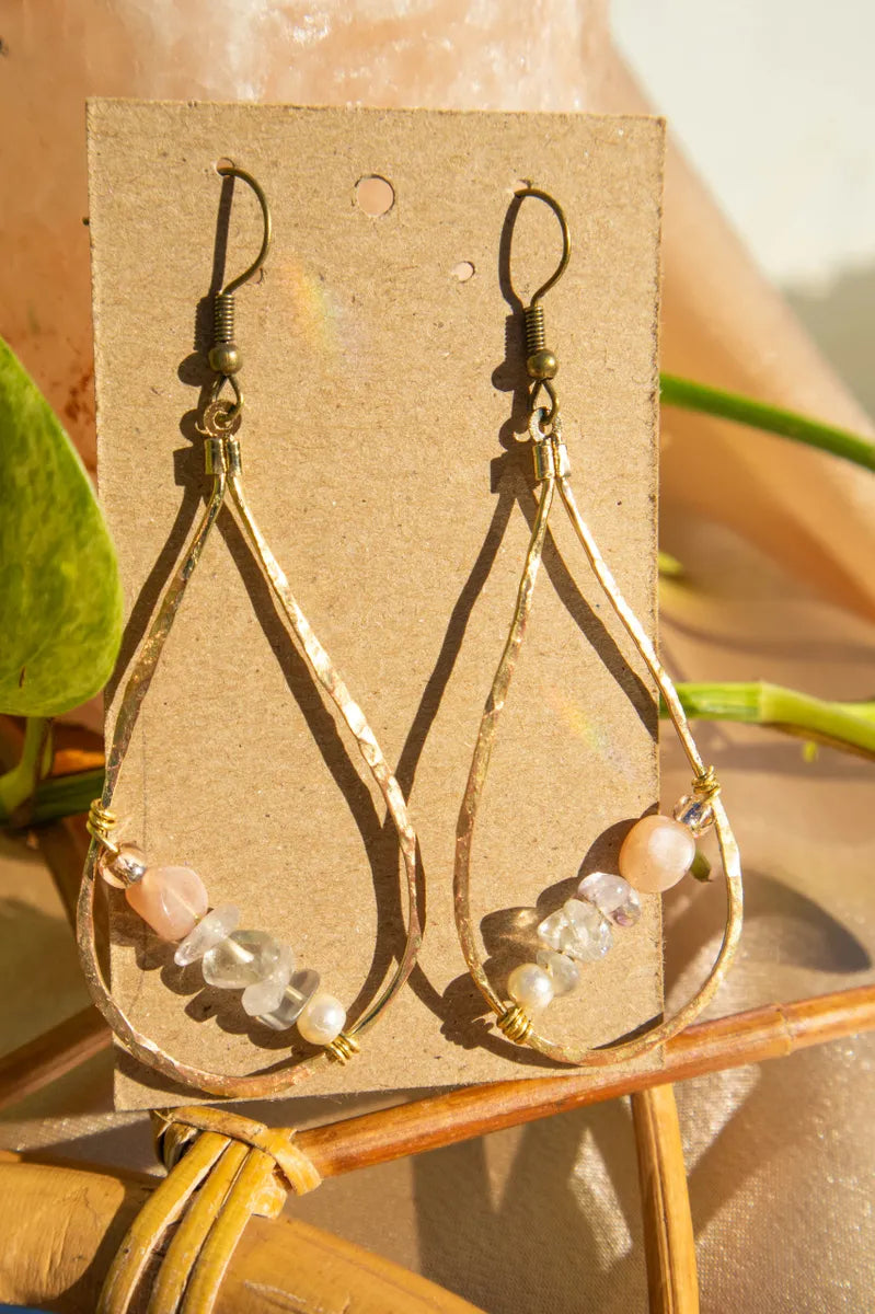 Golden Dream Teardrop Crystal Dangle Earrings