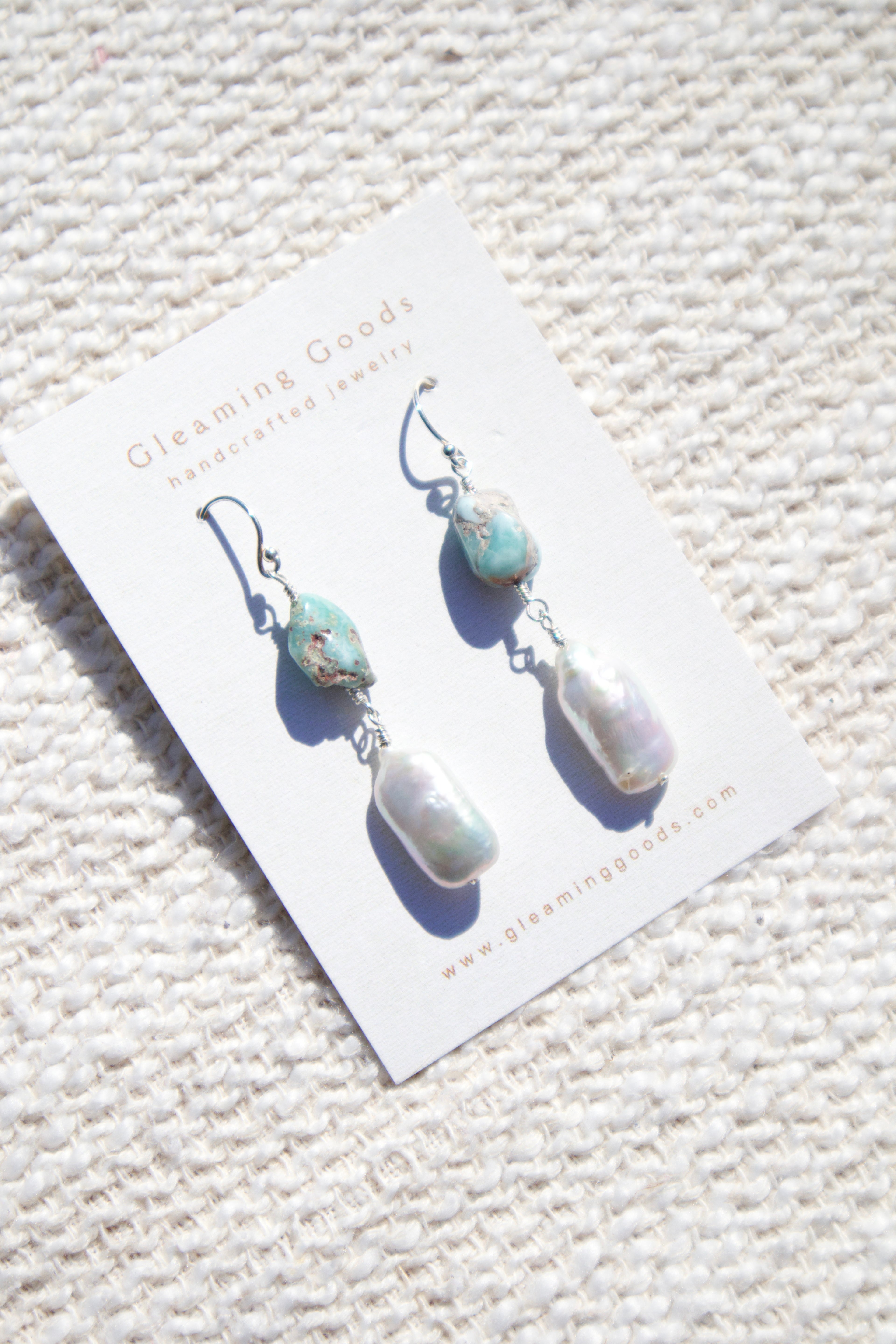 Sterling Silver Turquoise Freshwater Pearl Earrings