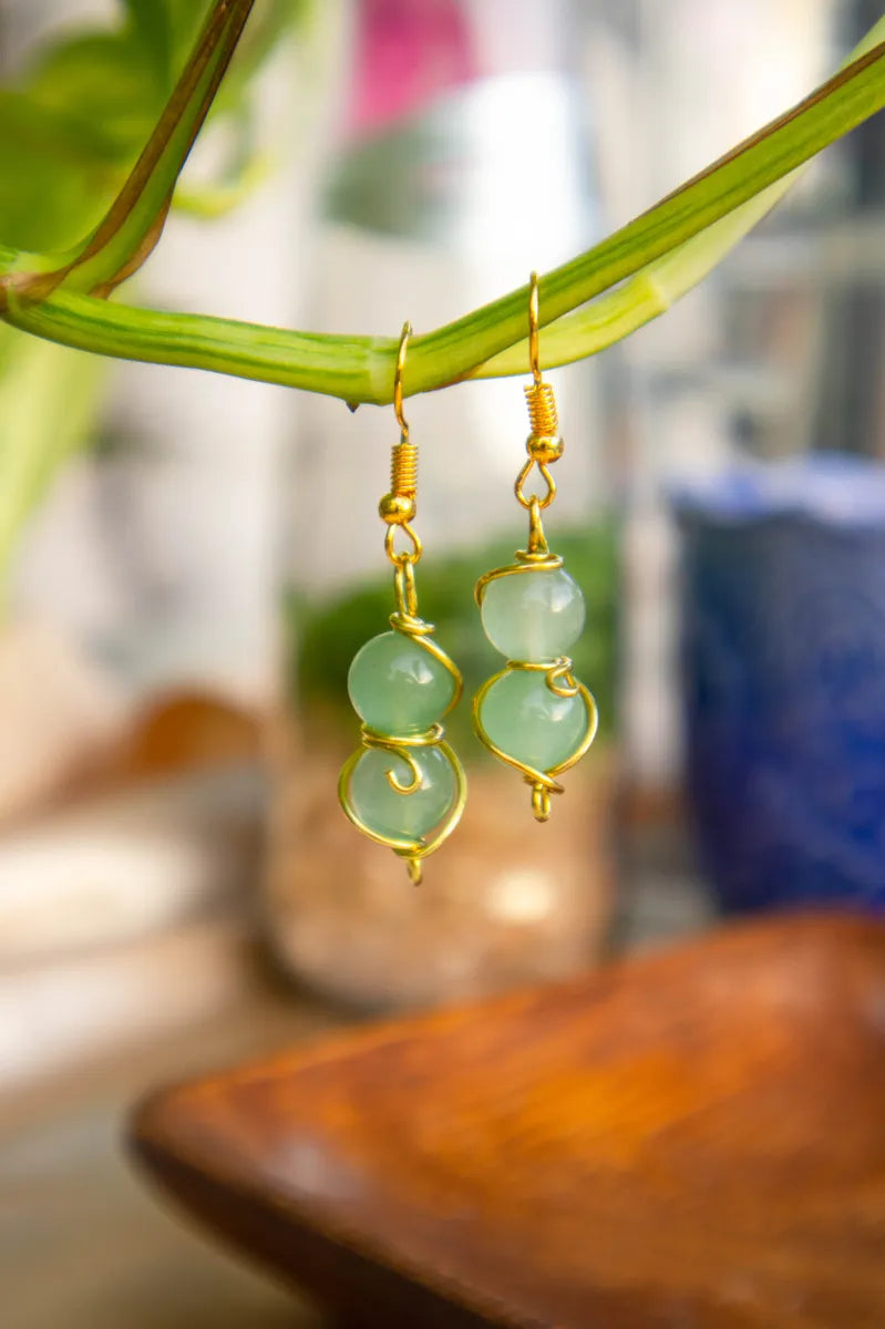 Green Jade Drop Dangles