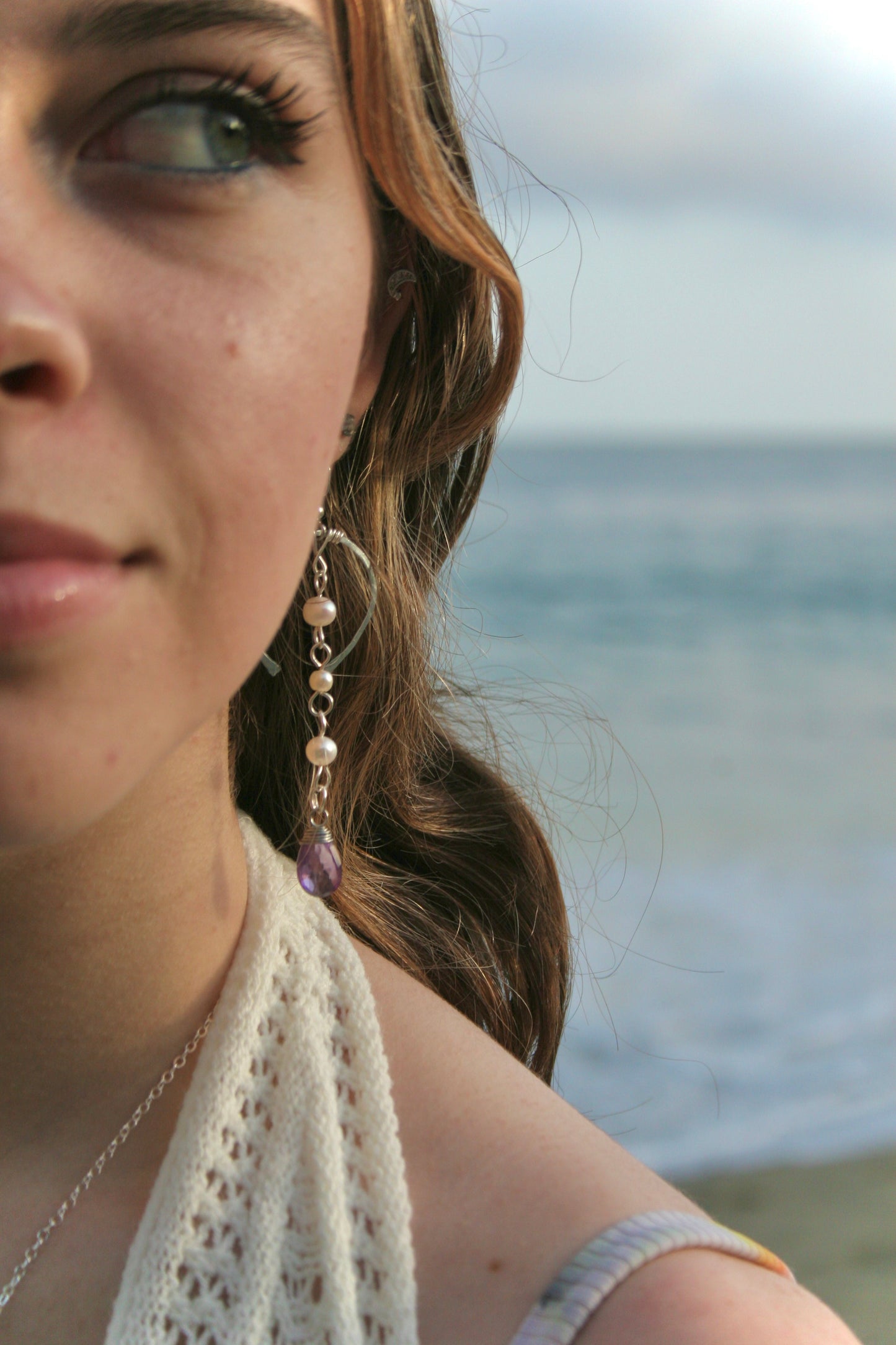 Wishbone Amethyst Gem Earrings