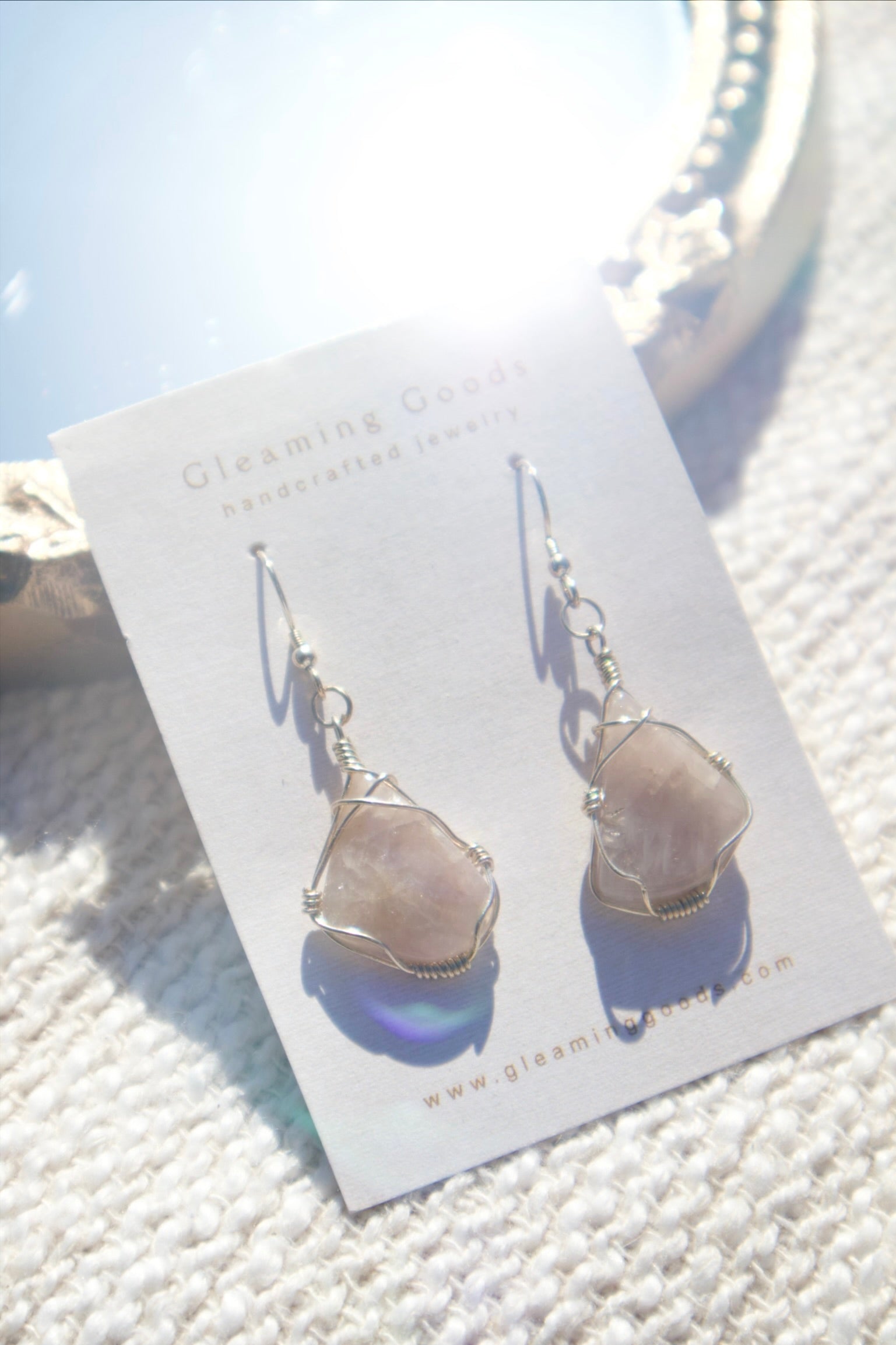 Sterling Silver Gray Moonstone wrapped earrings