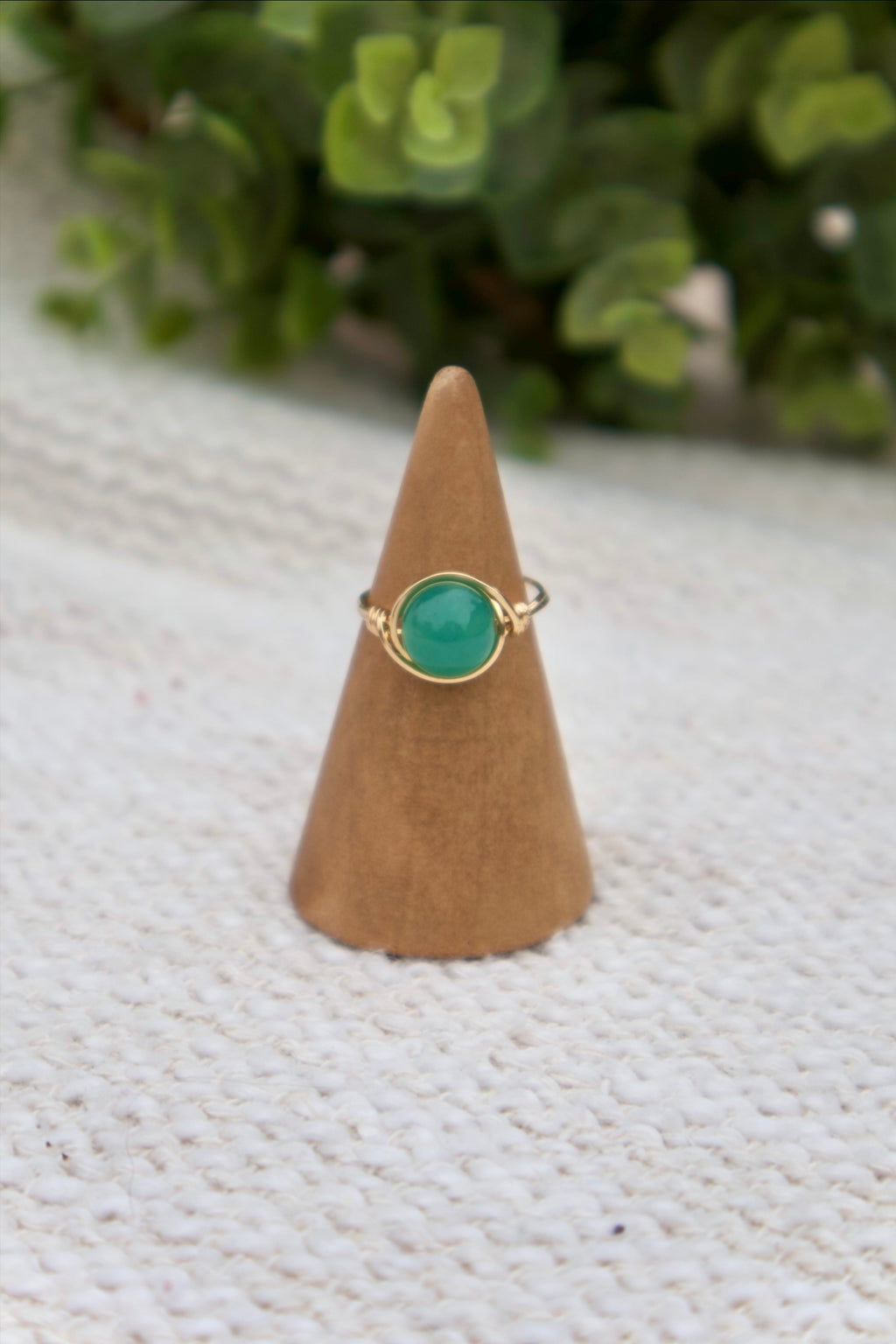 Green Jade Gemstone Ring