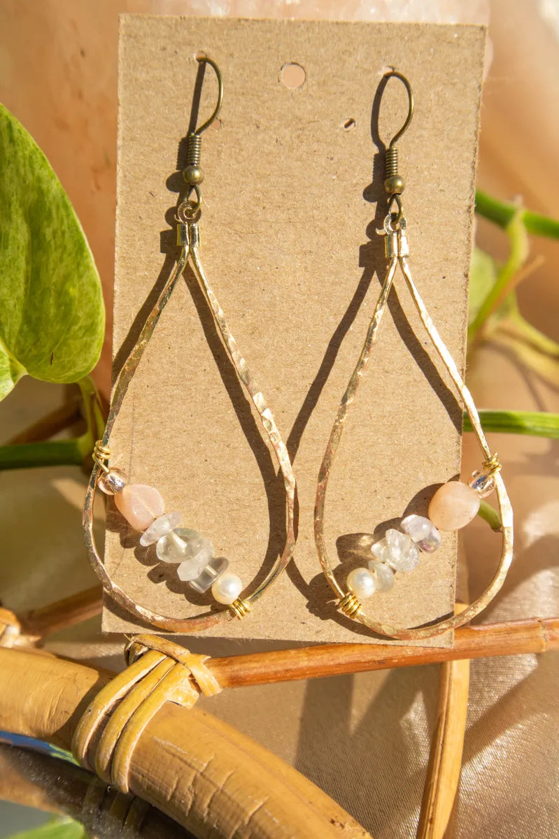 Golden Dream Teardrop Crystal Dangle Earrings