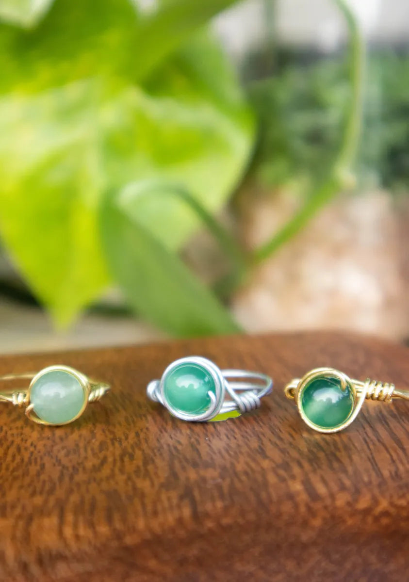 Green Jade Crystal Ring