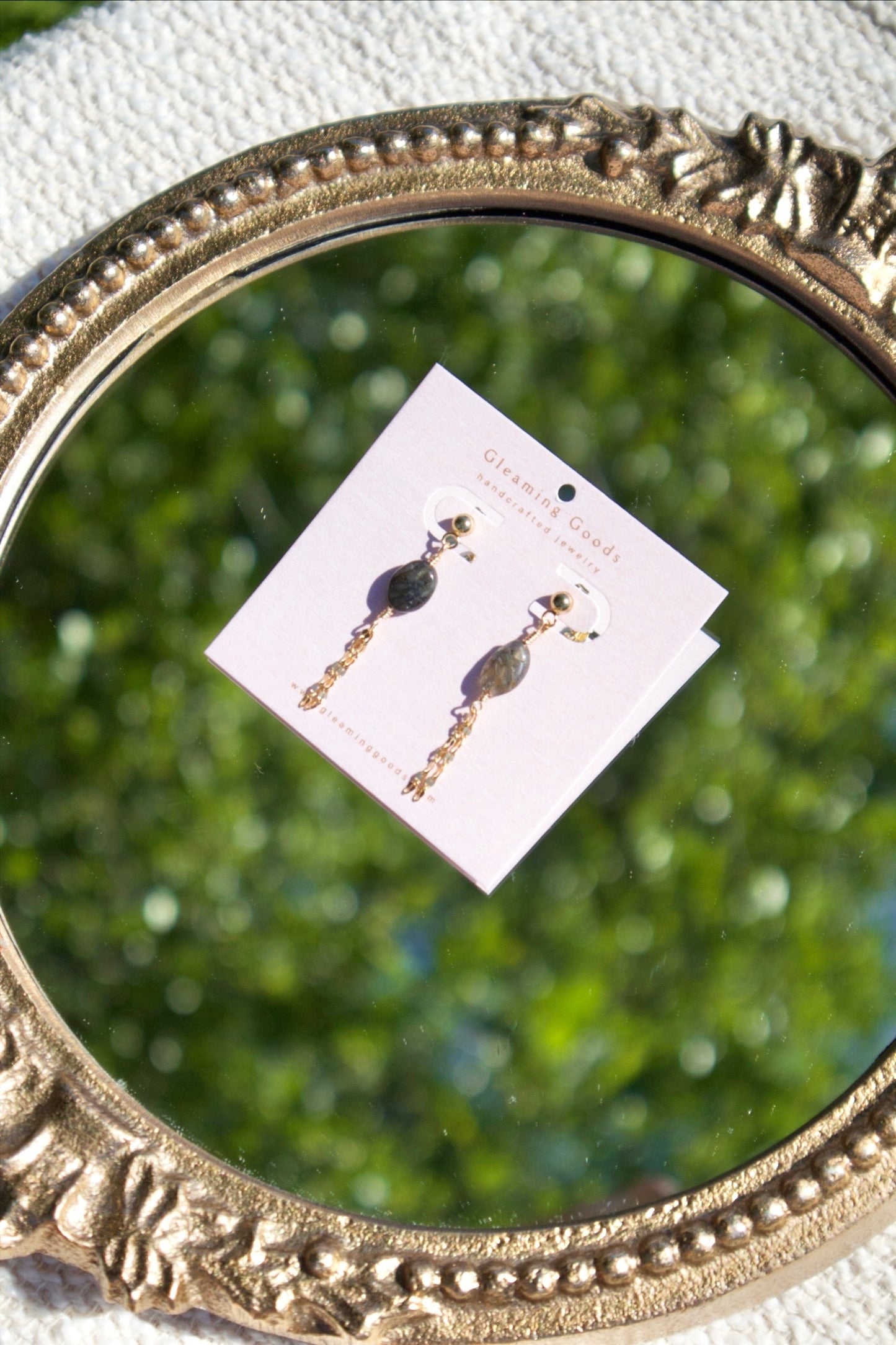 Labradorite Chain Tassel Studs Earrings