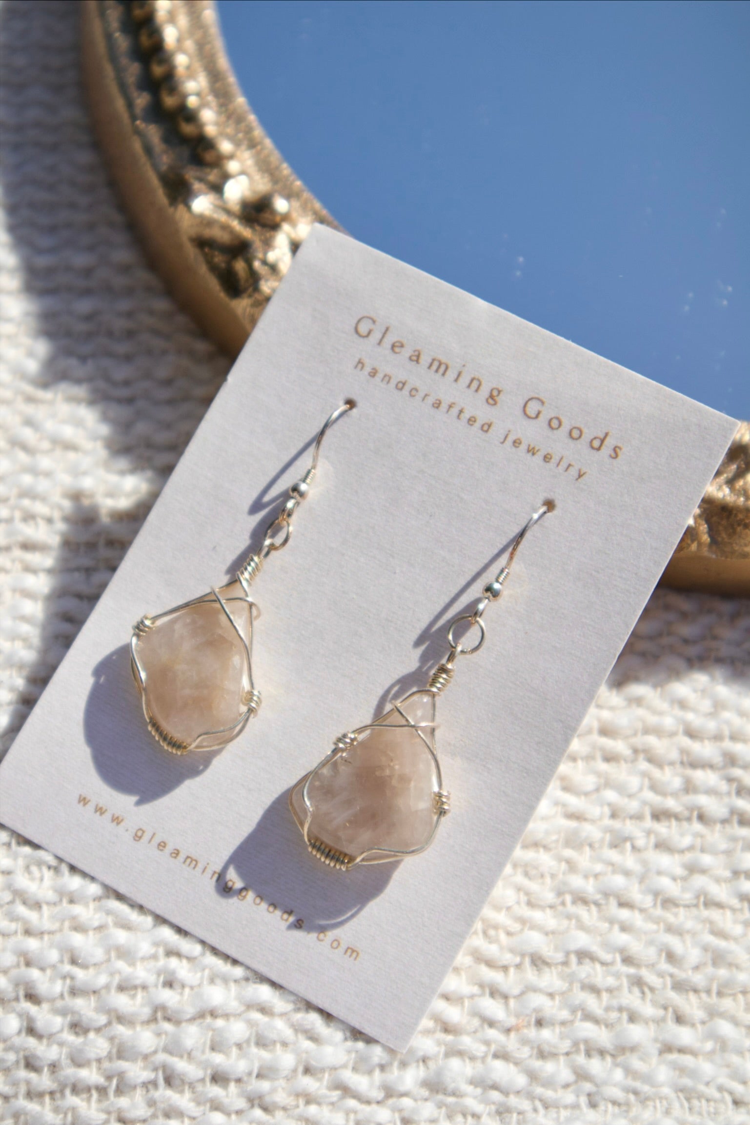 Sterling Silver Gray Moonstone wrapped earrings