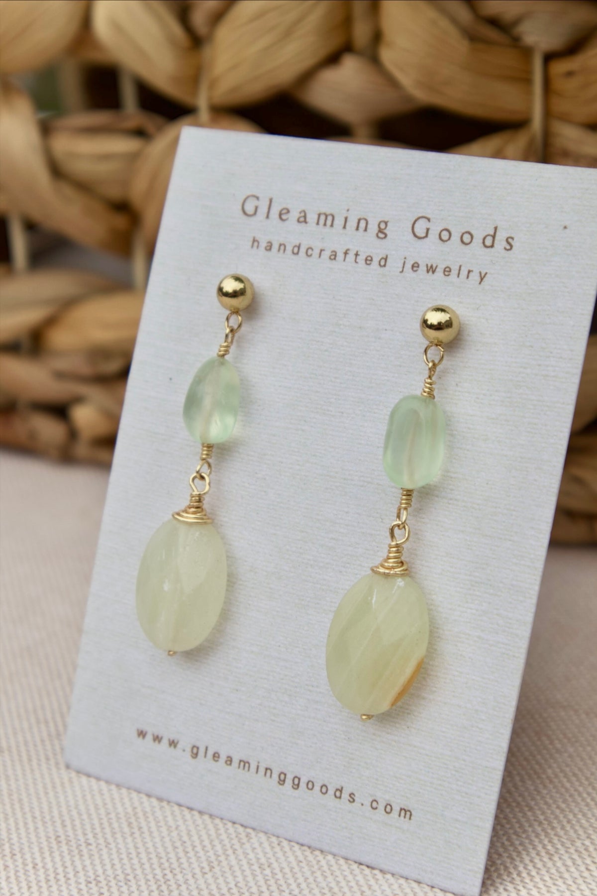 Faceted Genuine Green Jade Gemstone Stud Dangles
