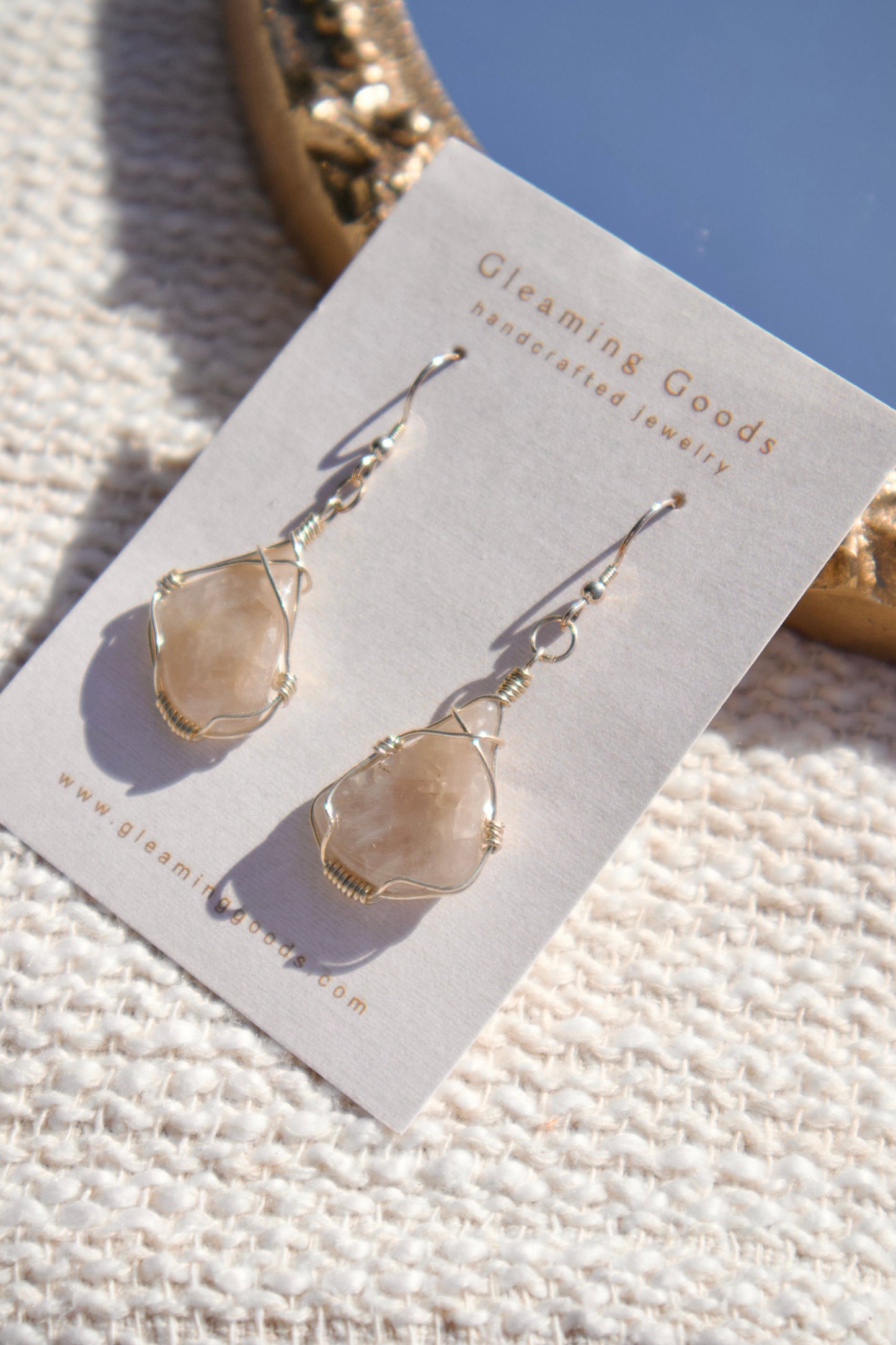 Sterling Silver Gray Moonstone wrapped earrings